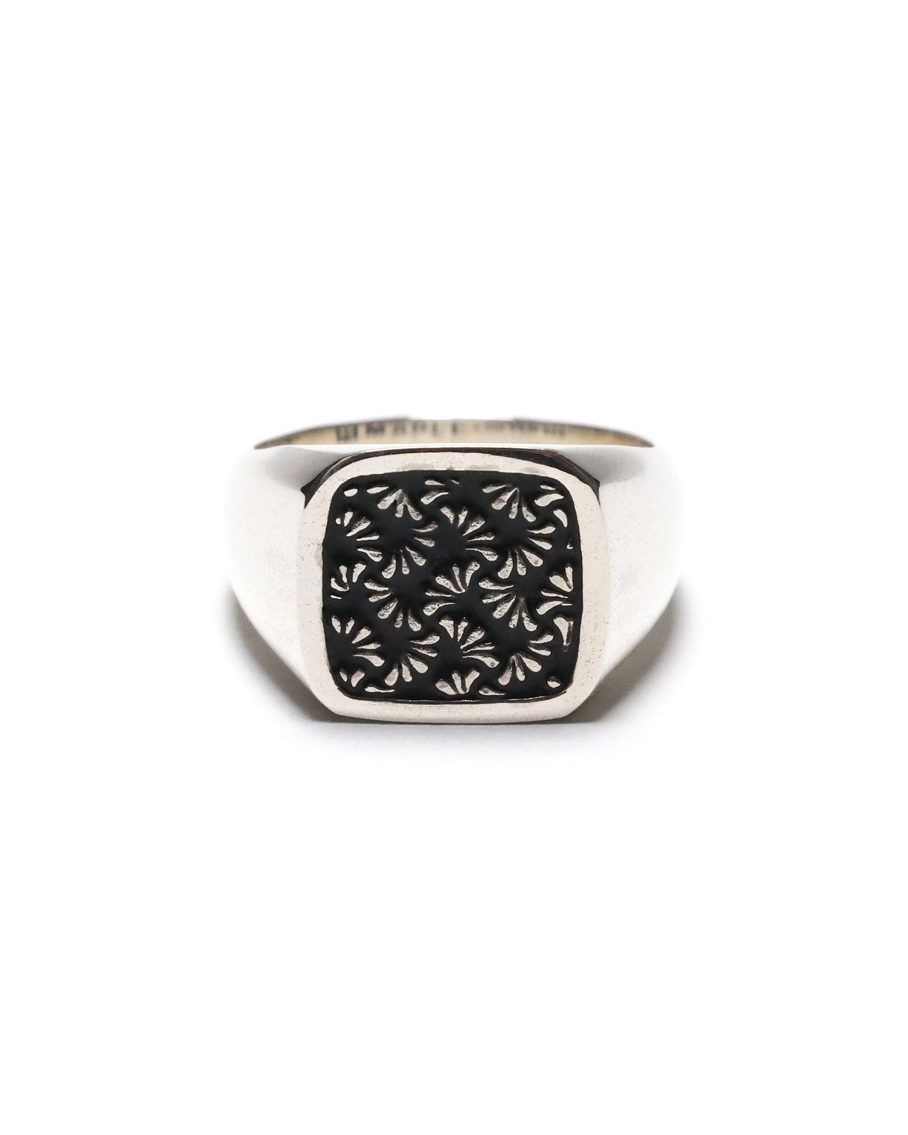 Floral Signet (Silver/Black Enamel)