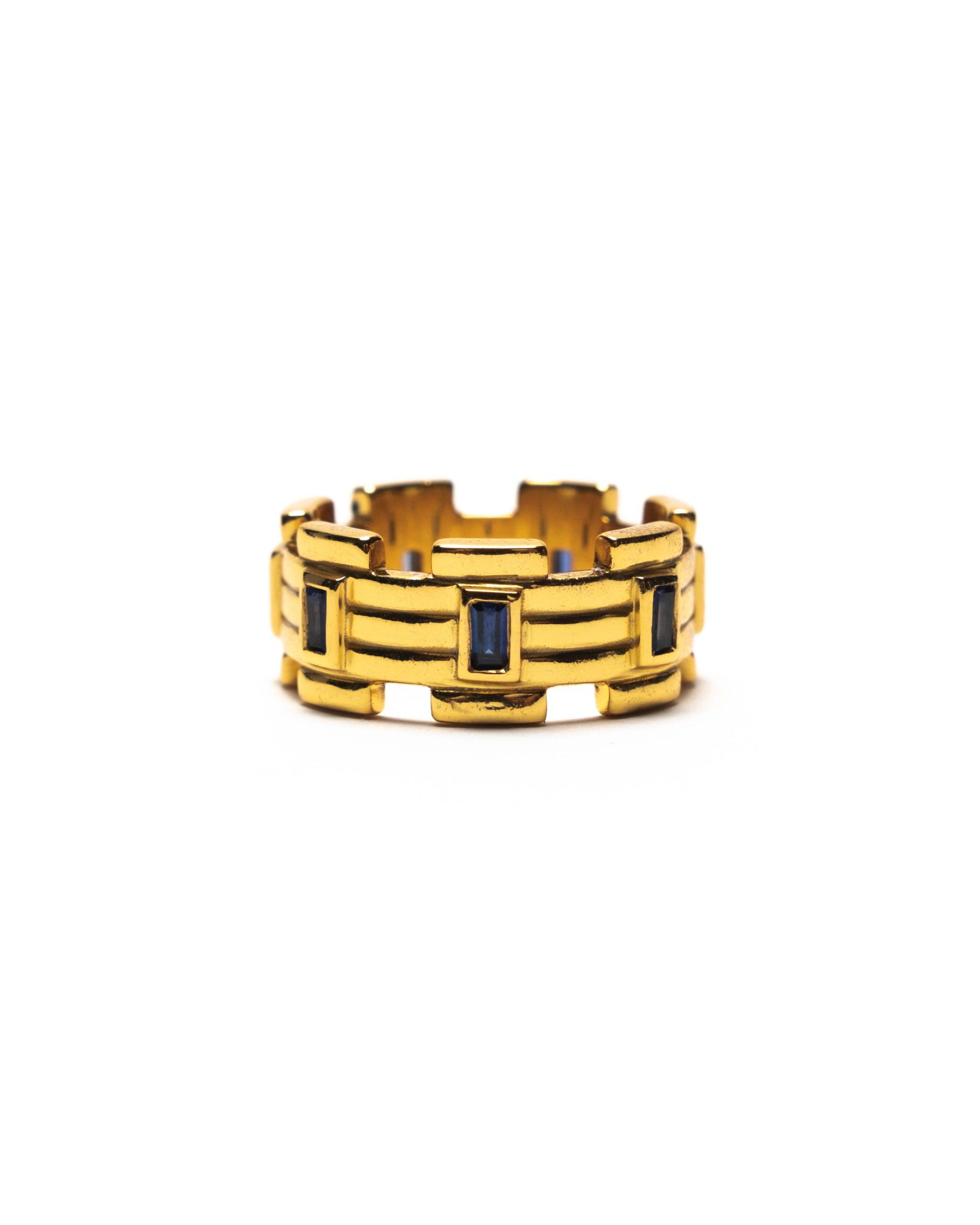 Lui Link Stone Ring (14K Gold/Sapphire)