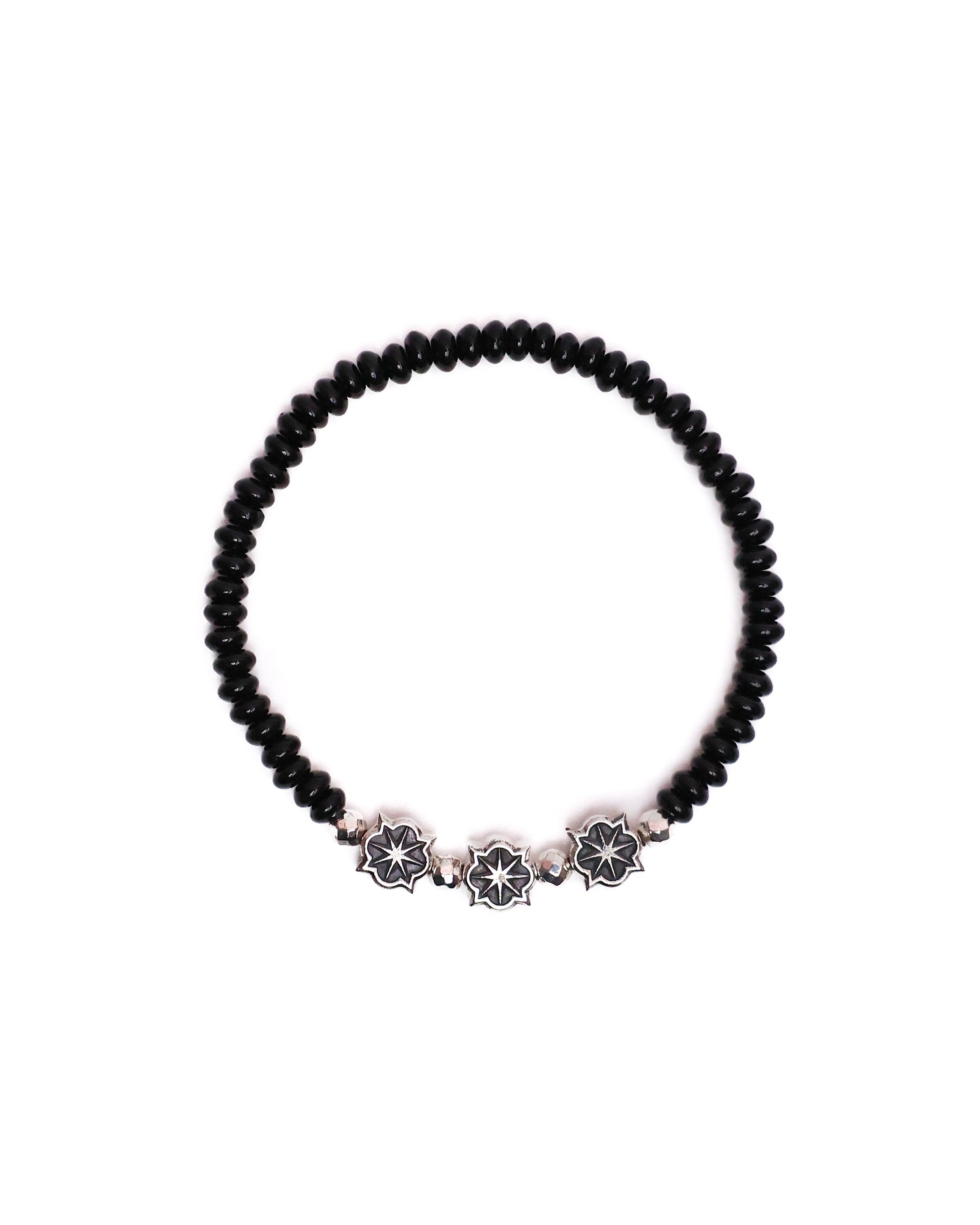 Rose Star Beaded Bracelet (Silver 925/Black Onyx)