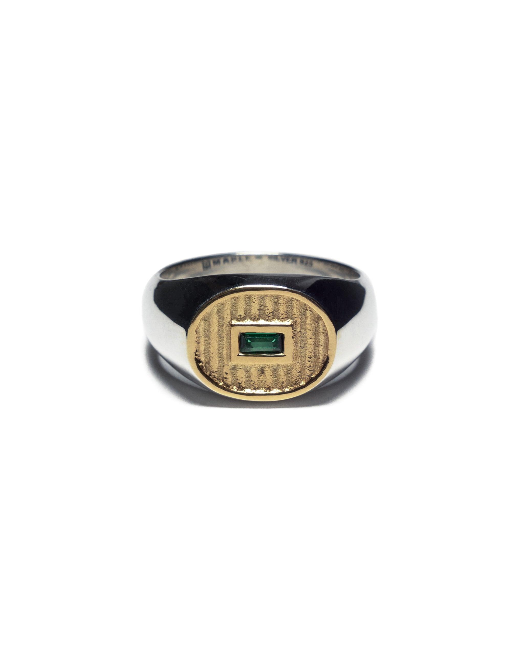 Sherman Signet (Silver 925/14K Gold/Emerald)