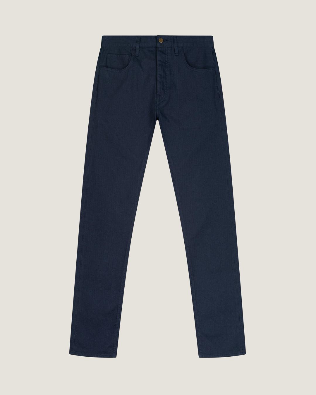 Navy 001  Five-pocket Herringbone Jean