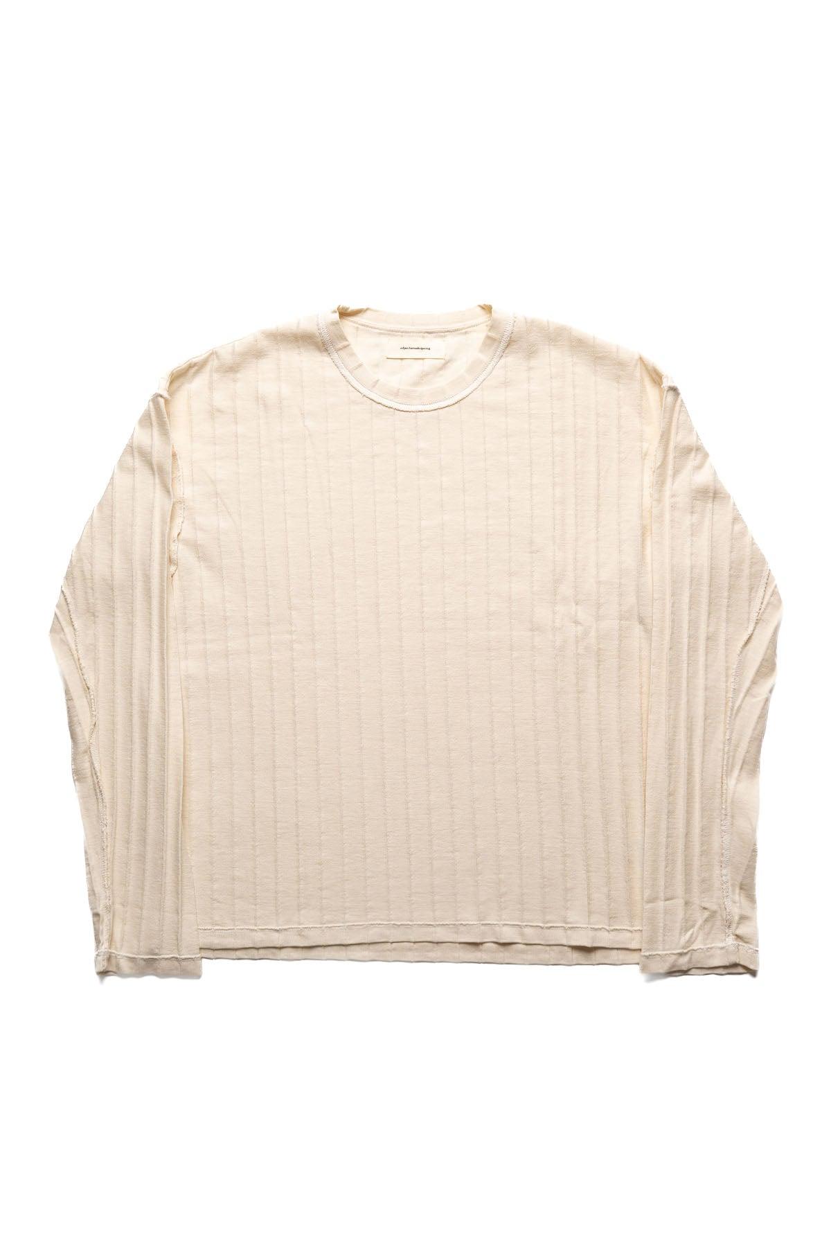 Round Neck Sweater - Ecru Inverted Ajour Stripe