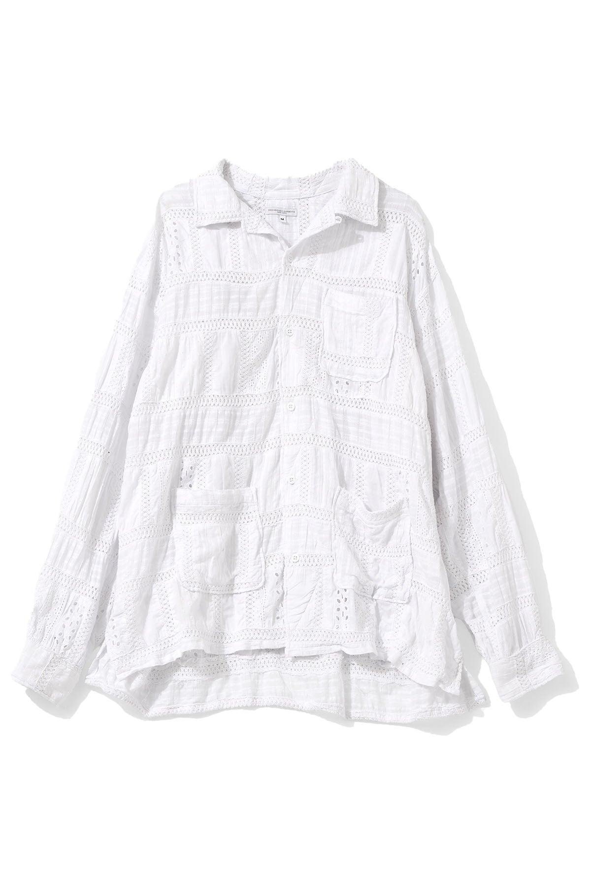 Classic Over Shirt for Nepenthes NY and Blue in Green - White Lace Patchwork