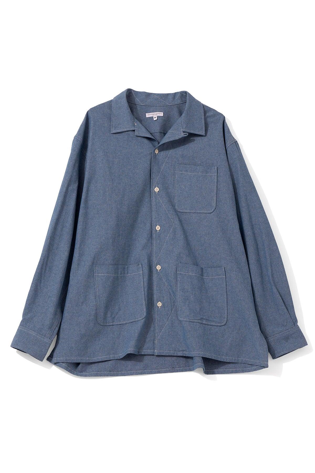 Classic Over Shirt for Nepenthes NY and Blue in Green - Indigo Chambray