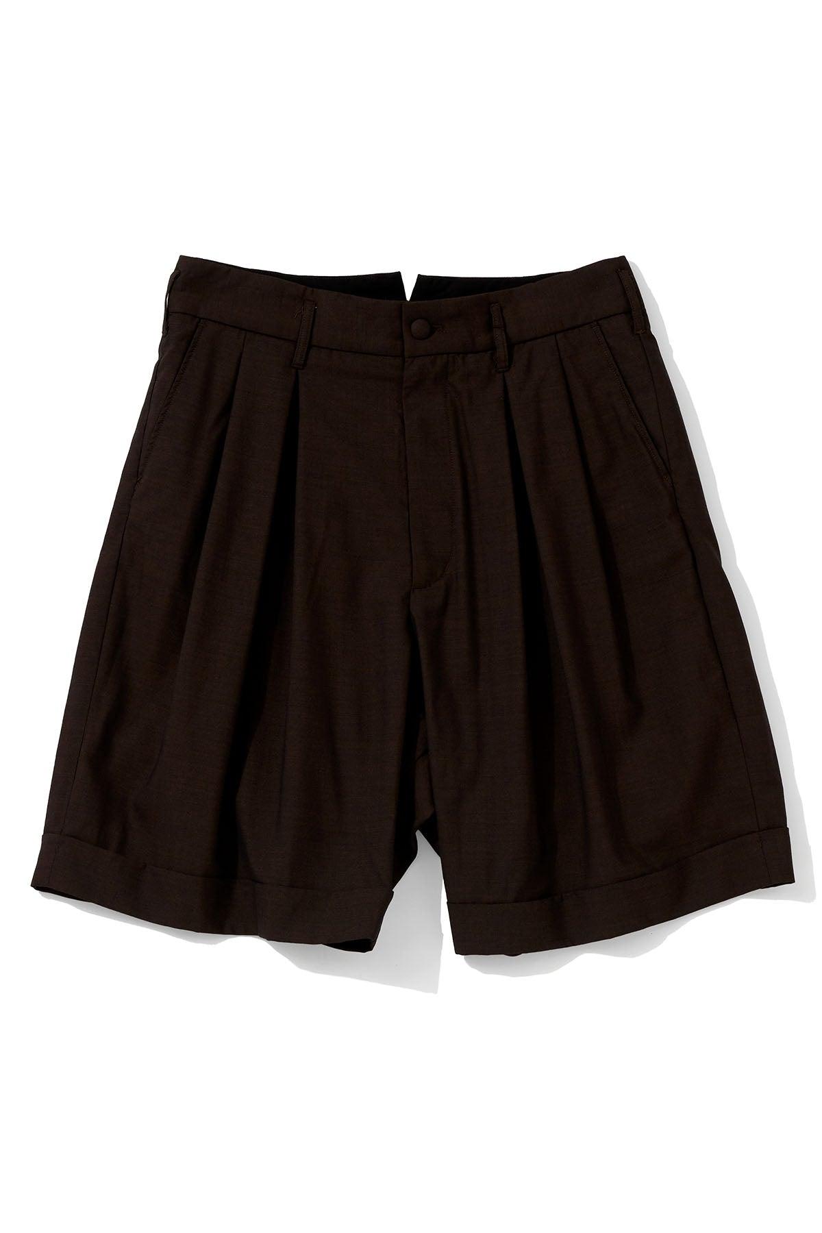 Bontan Shorts for Nepenthes NY and Blue in Green - Dark Brown Tropical Wool
