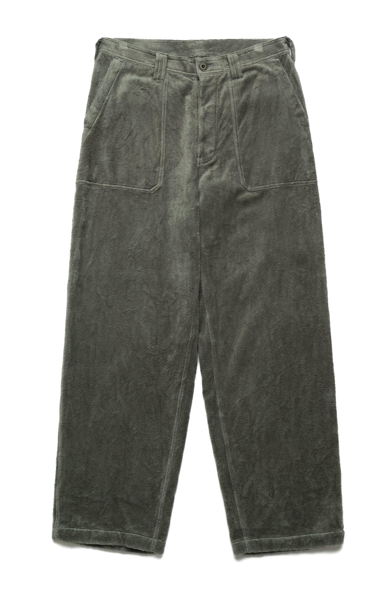 Boa Fleece Cotton Twill Cloth Fatigue Pants - Sage Green
