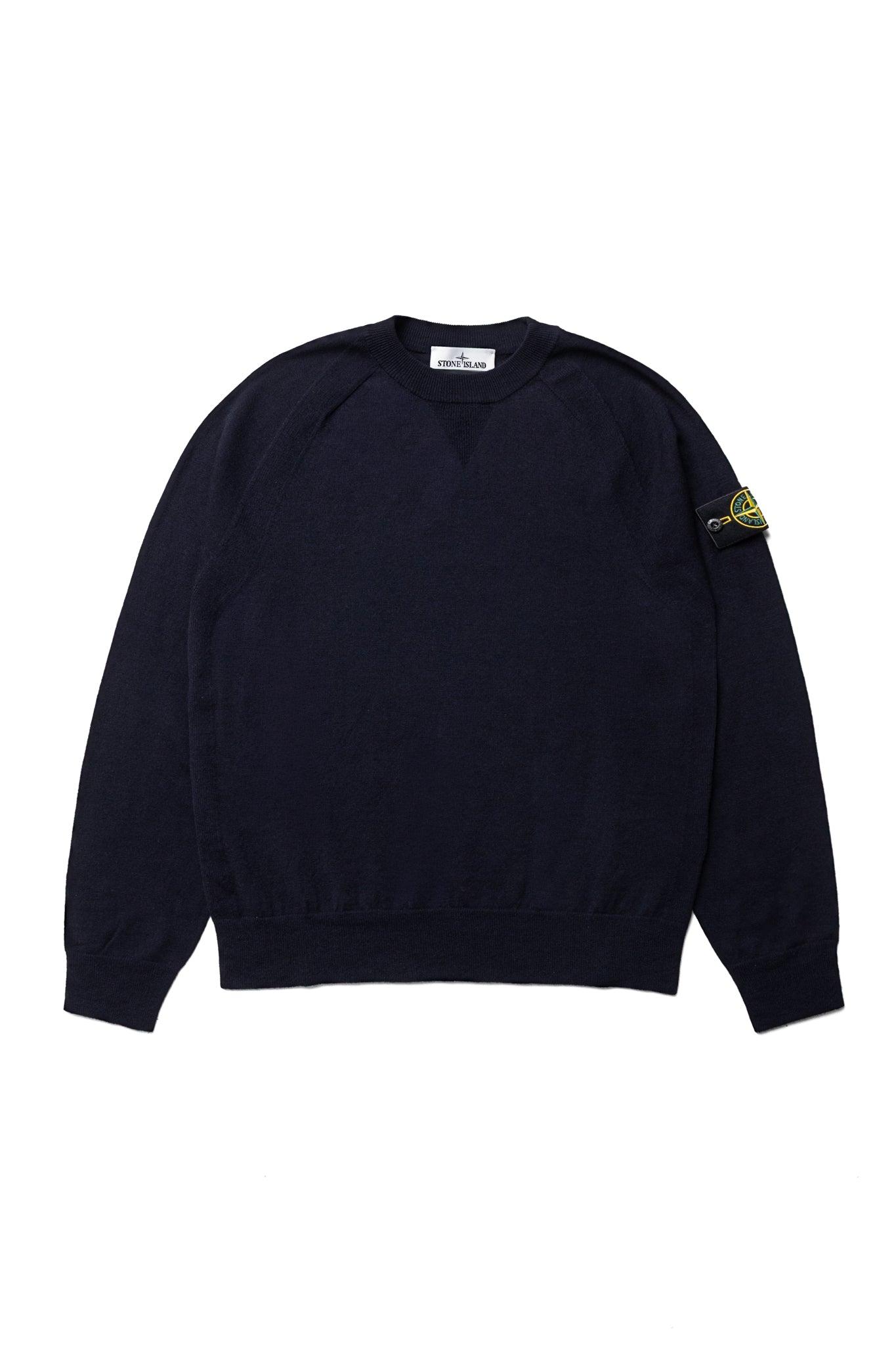 Stretch RWS Wool Crewneck - Navy Blue