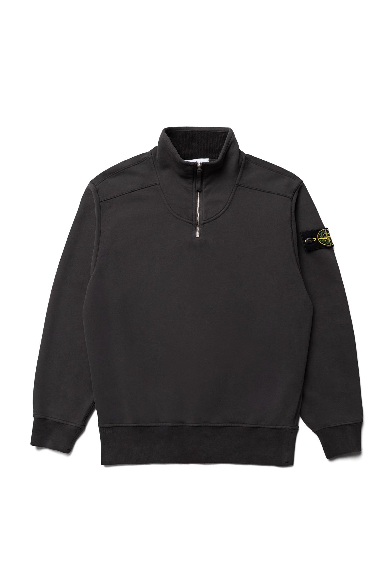 Brushed Organic Cotton Fleece Quarter Zip - Lead Grey
