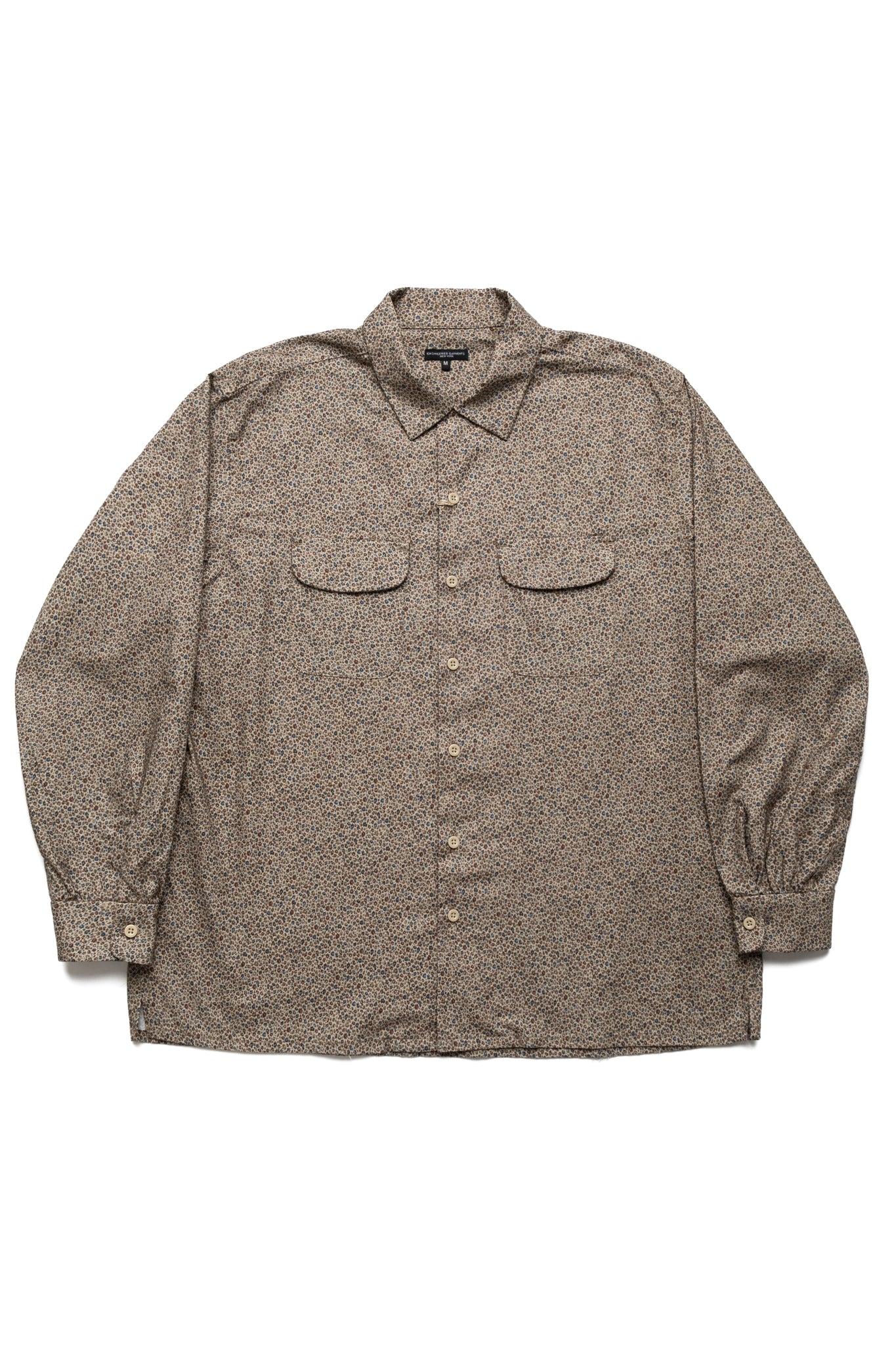 Classic Shirt Cotton Small Floral Print Flannel - Khaki