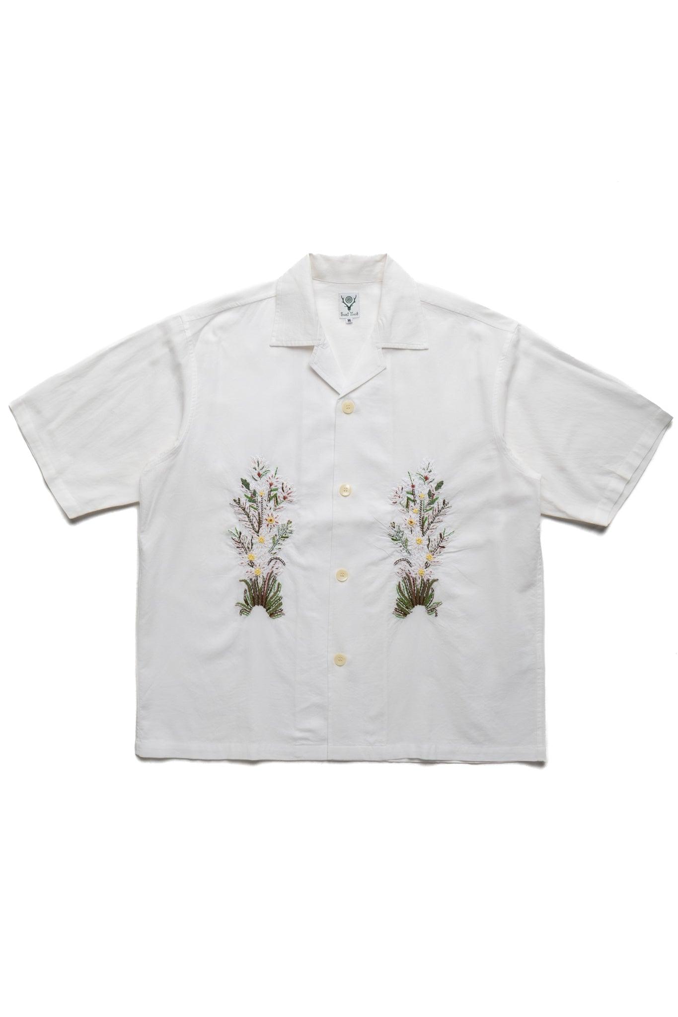 Cabana Shirt Flower Embroidery - White