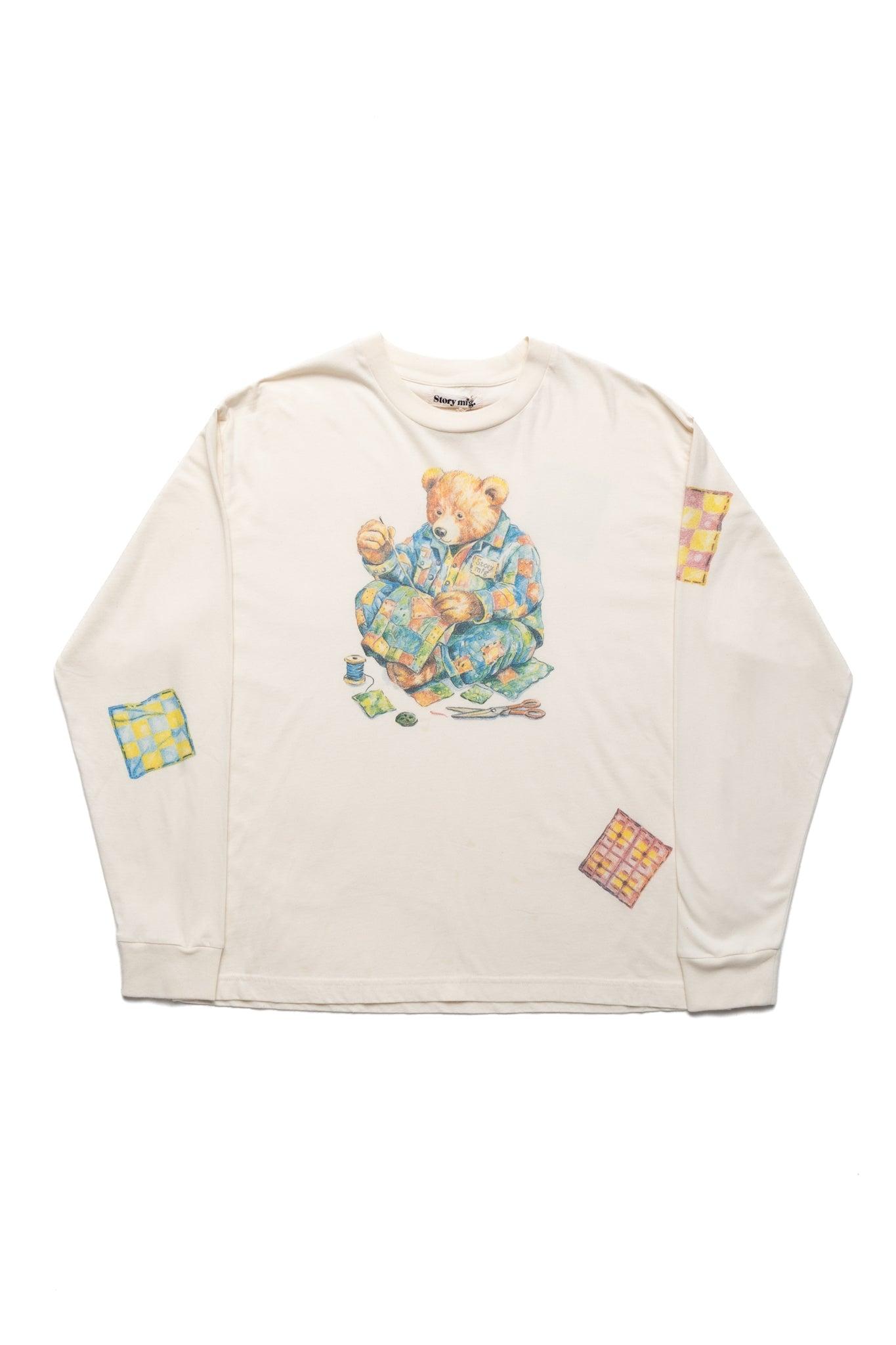 Grateful Tee LS - Ecru Patchwork Bear