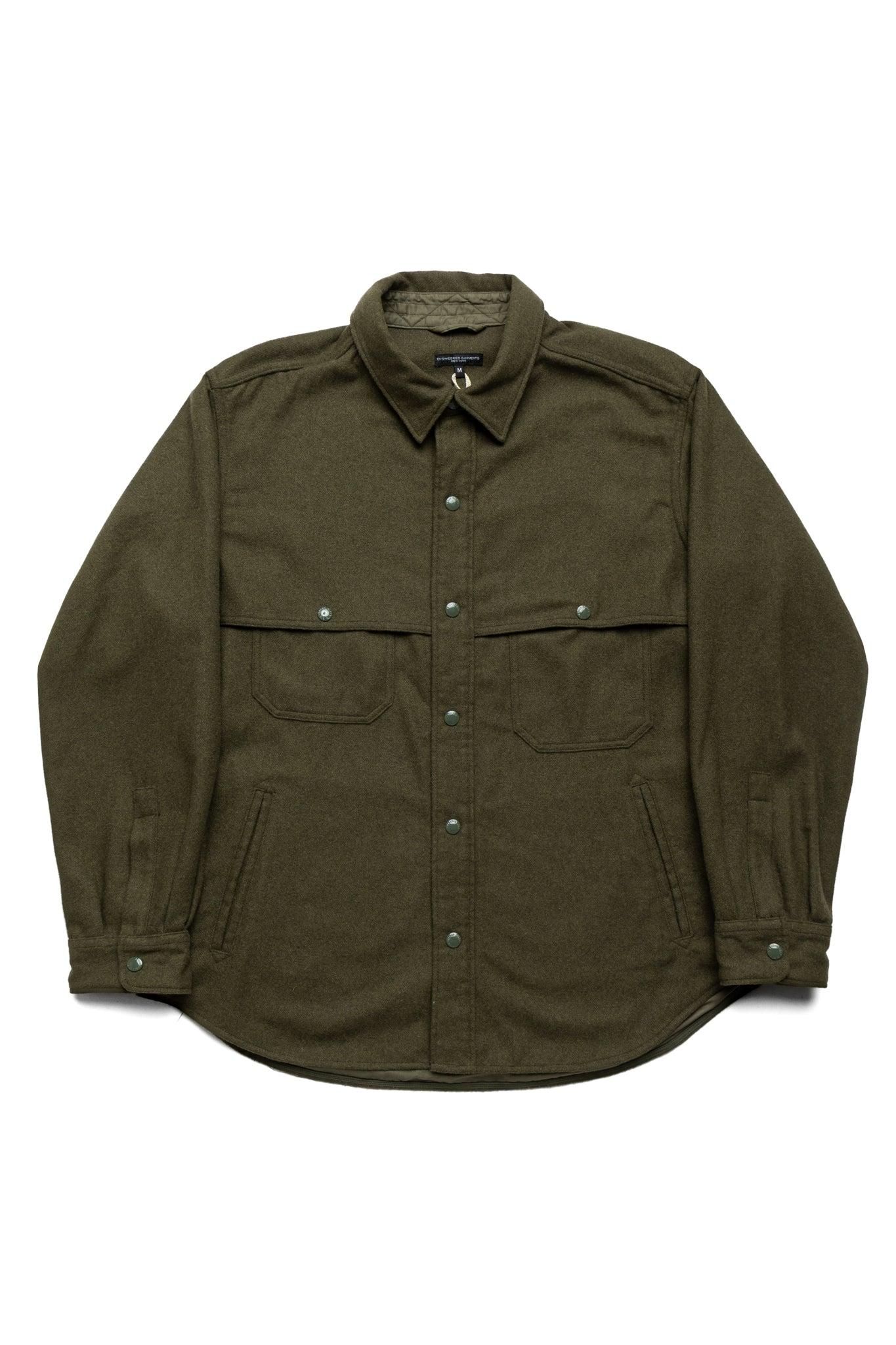 Stag Shirt Jacket Poly Wool Heavy Flannel - Olive