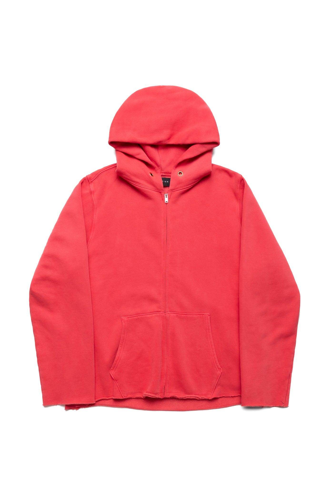 Heavyweight Raw Zip Hoodie - Washed Crimson