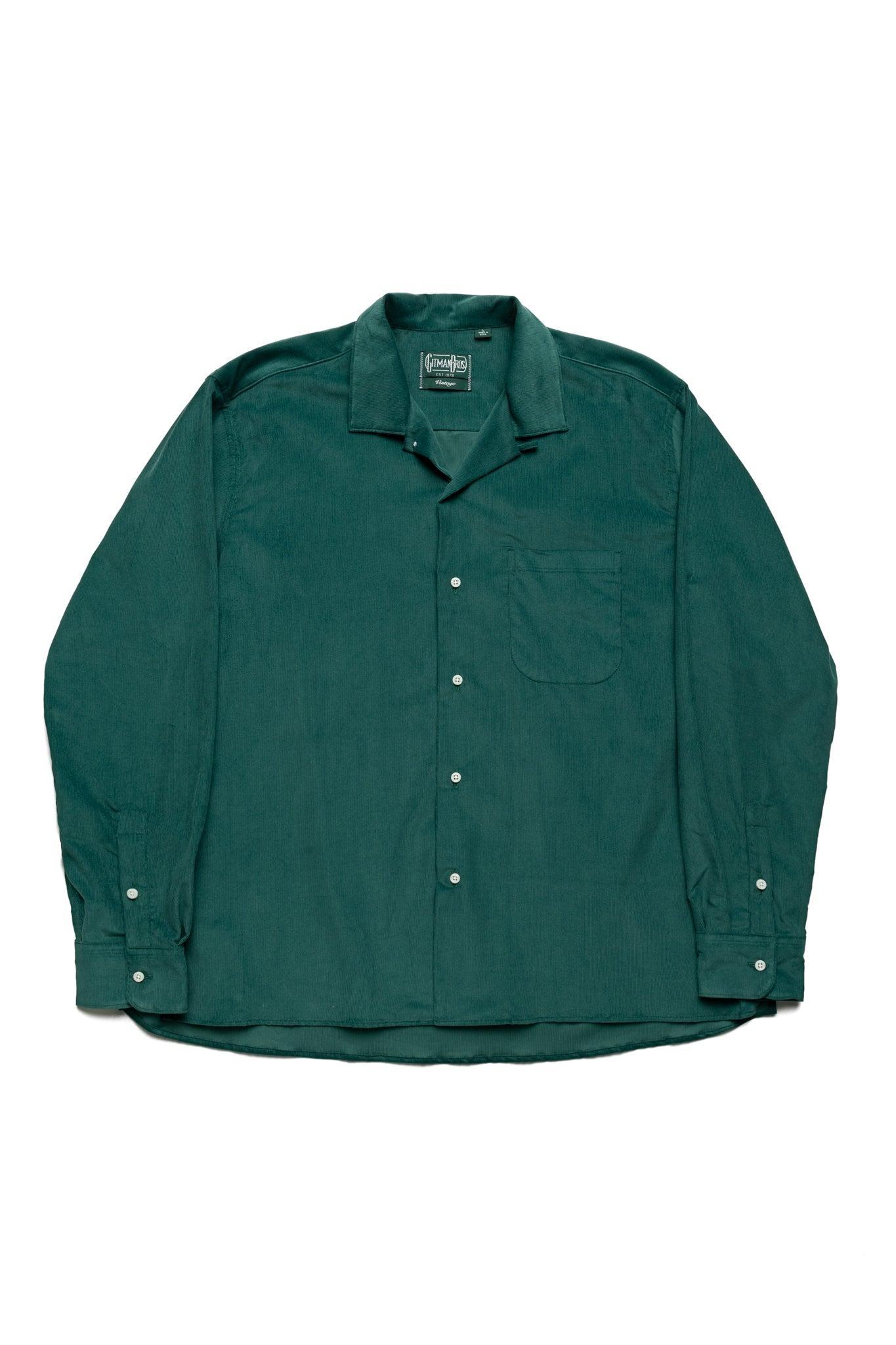 16-Wale Japanese Corduroy L/S Camp Shirt With 1 Pocket - Evergreen