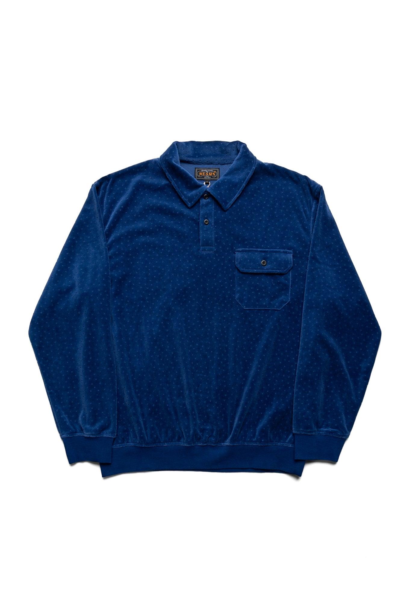 Knit Polo Velour - Blue