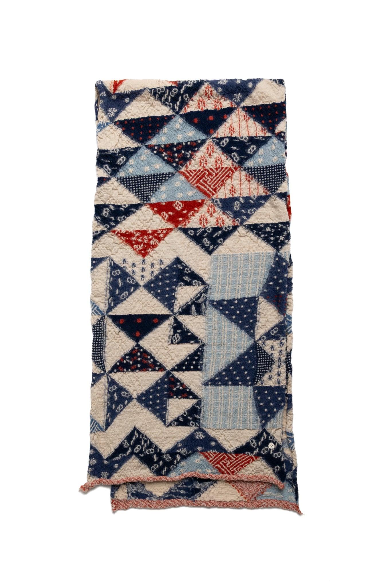 Fulling Wool HAPPY Scarf INDIGO RAG - Ecru