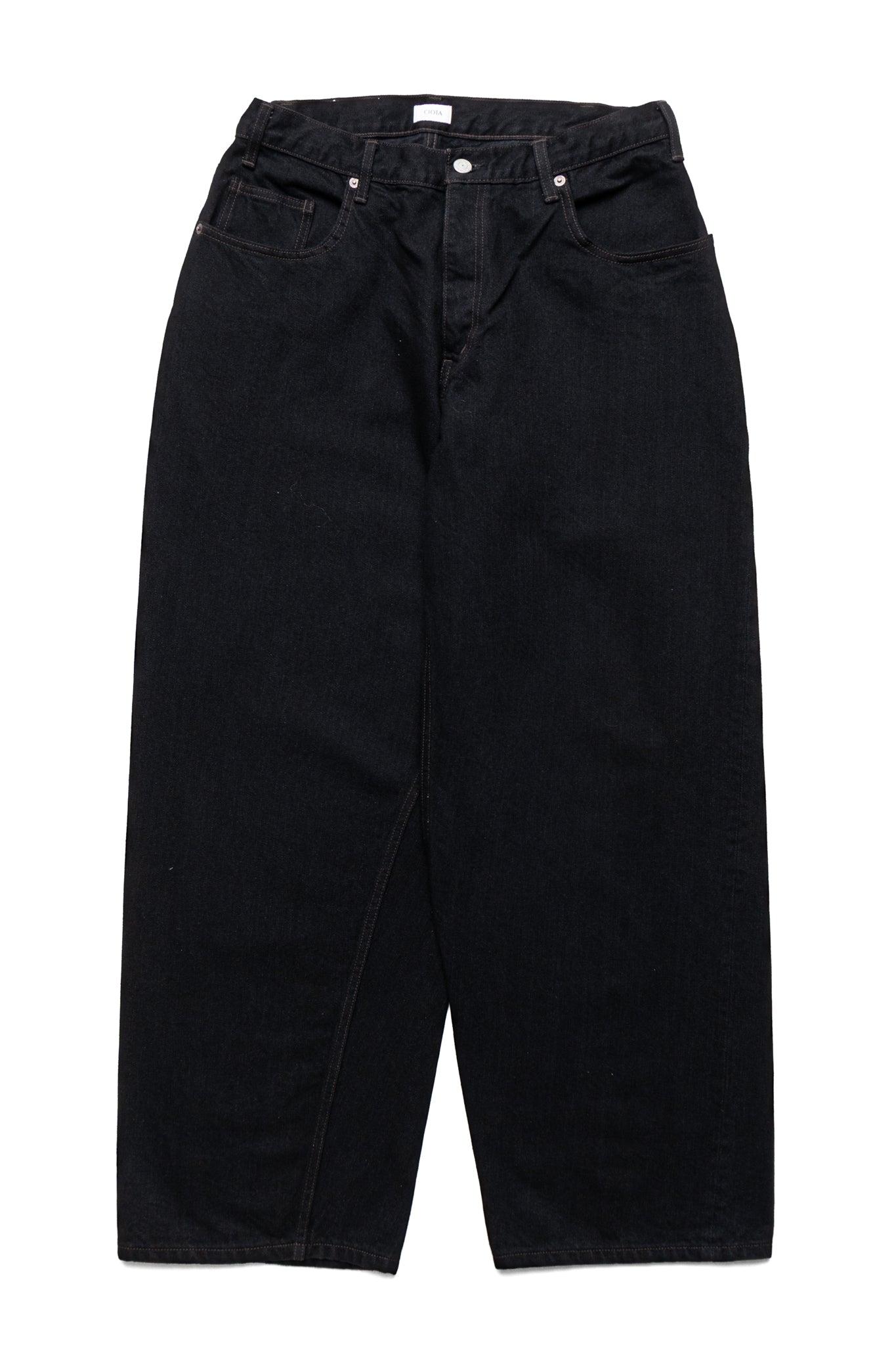 Wide Baggy 5 Pocket Pants - Black