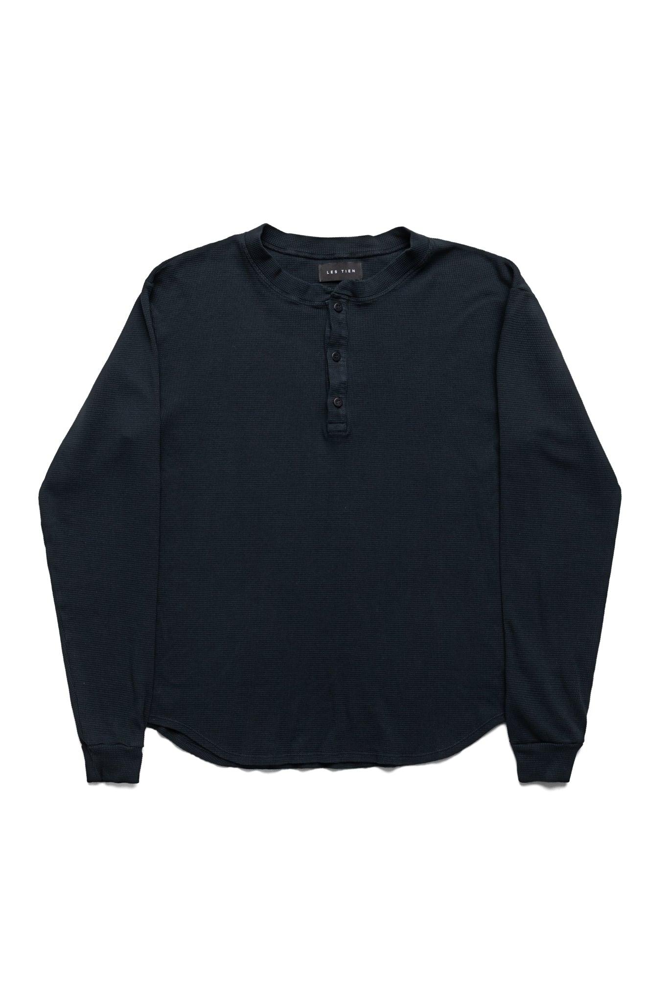 Thermal Baseball Hem Henley - Faded Black