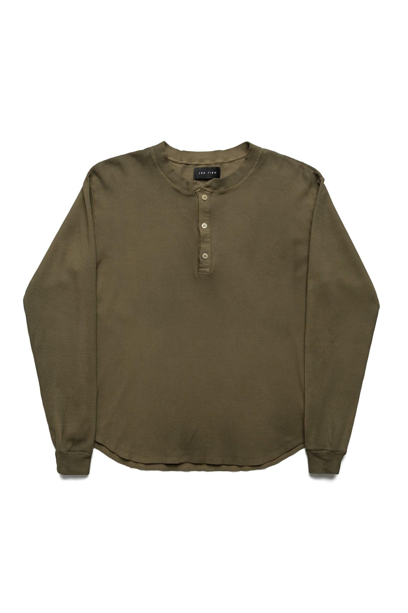 Thermal Baseball Hem Henley - Aloe Oil