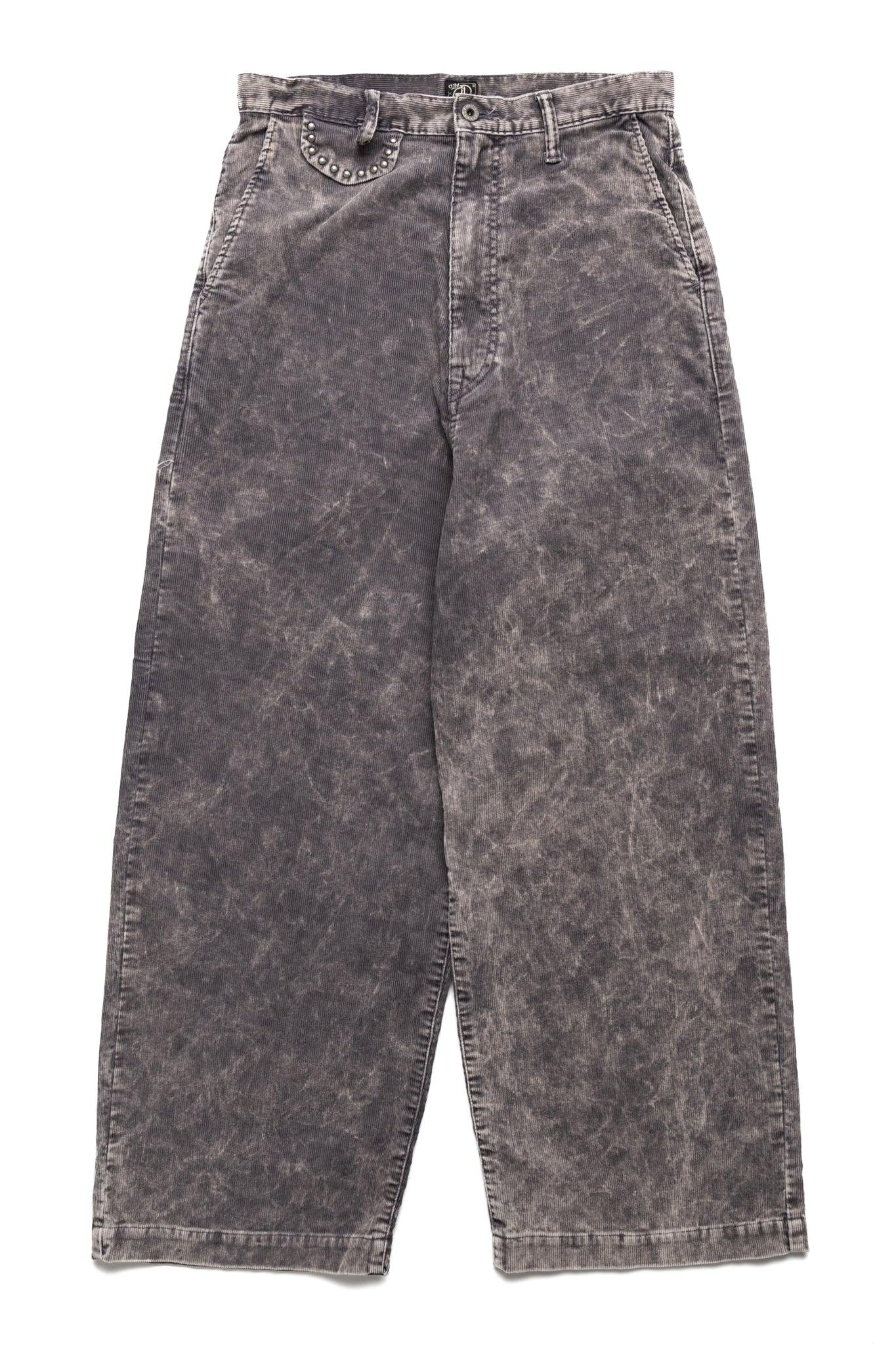 14W Corduroy BOOGIE-DAY PORT Baggy Pants (Dirty Dyed) - Grey