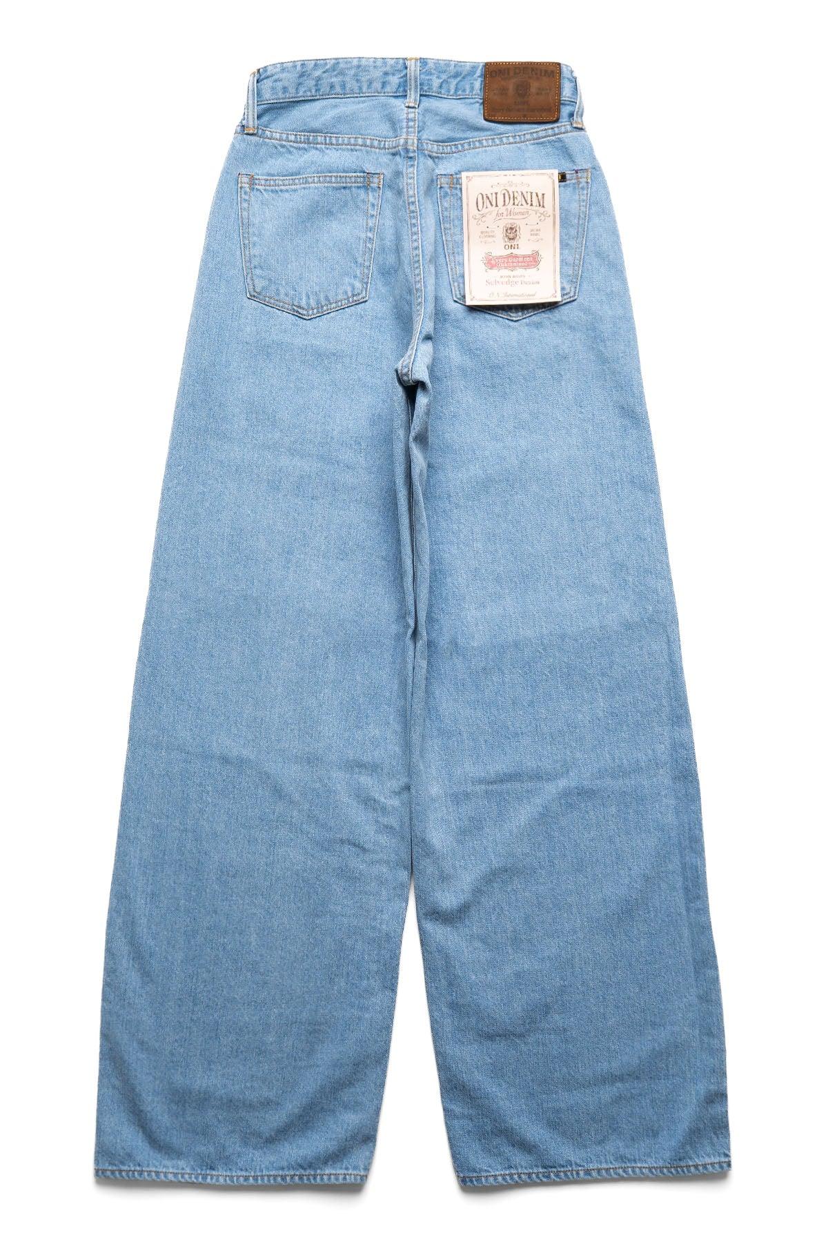 L722-12Zbiostone Ladies 12oz Selvedge Denim Zip-Fly Super Wide Straight BioStone