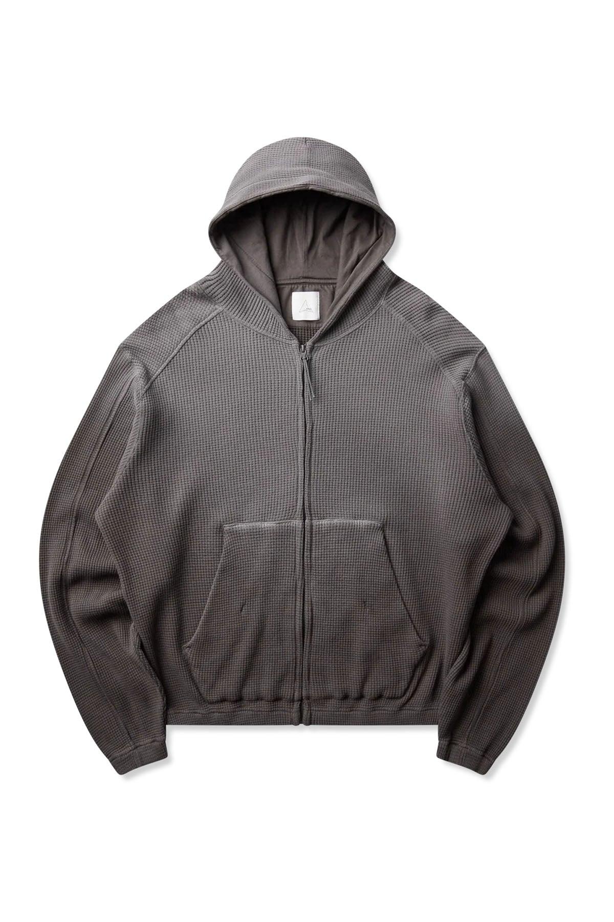 Bee Sun Faded Waffle Zip Up Hoodie - Graphite