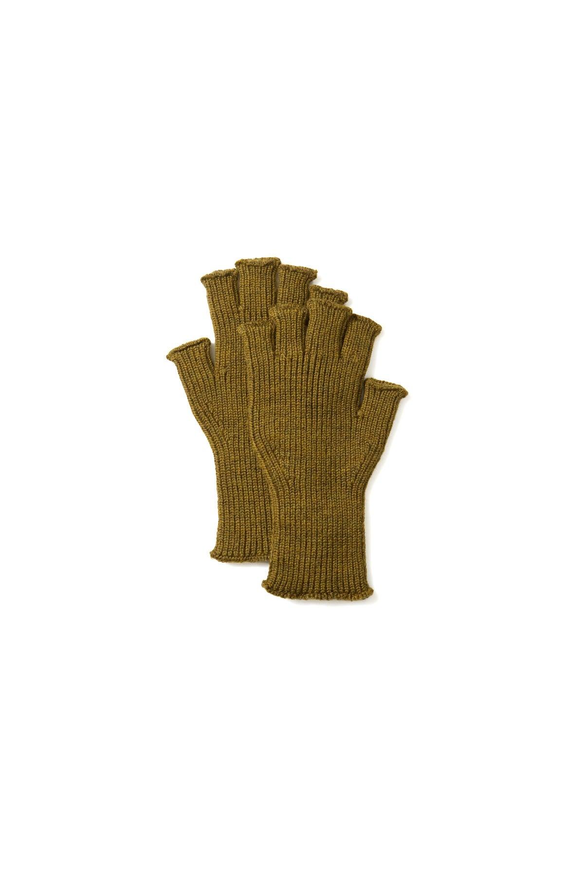 Washable Merino Knit Fingerless Gloves - Army Green
