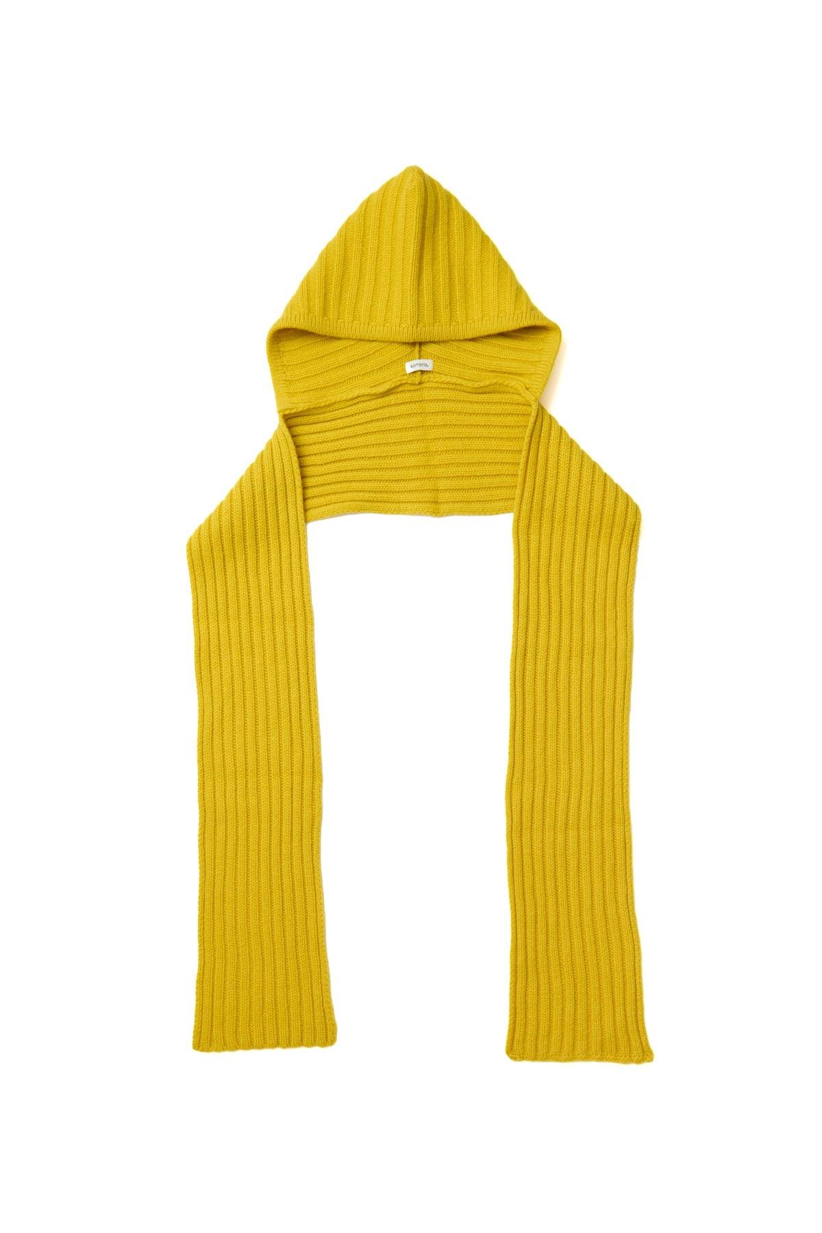 Merino Cashmere Chunky Hooded Scarf - Yellow