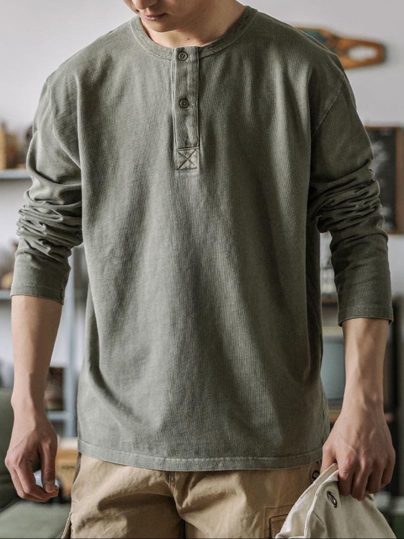 Vintage Long Sleeve Henley Shirt