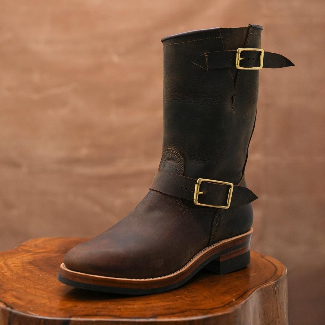 The Foundry Engineer Boots (Vintage Brown) Goodyear Welted