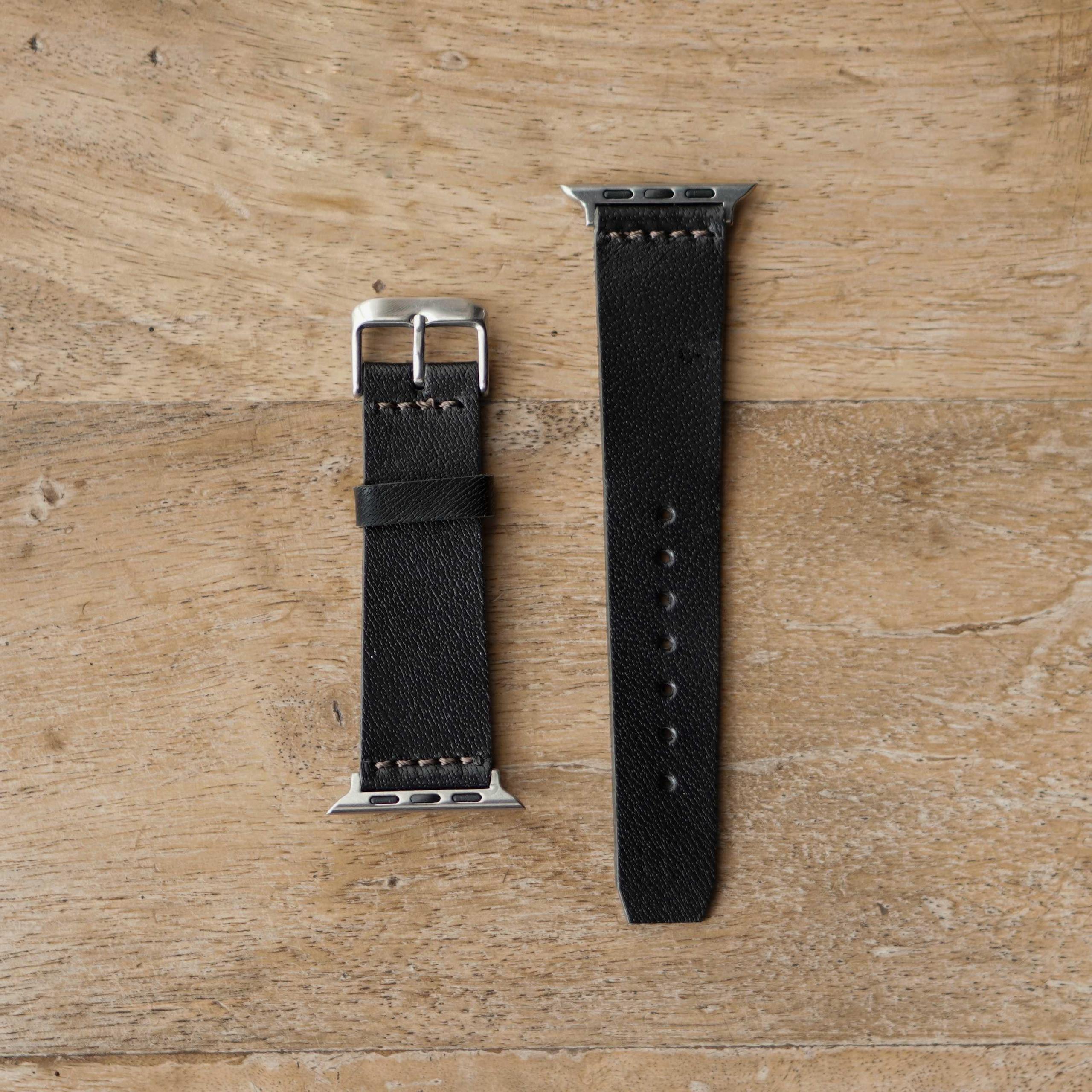 Minimal Apple Watch Leather Strap (Raven Black)