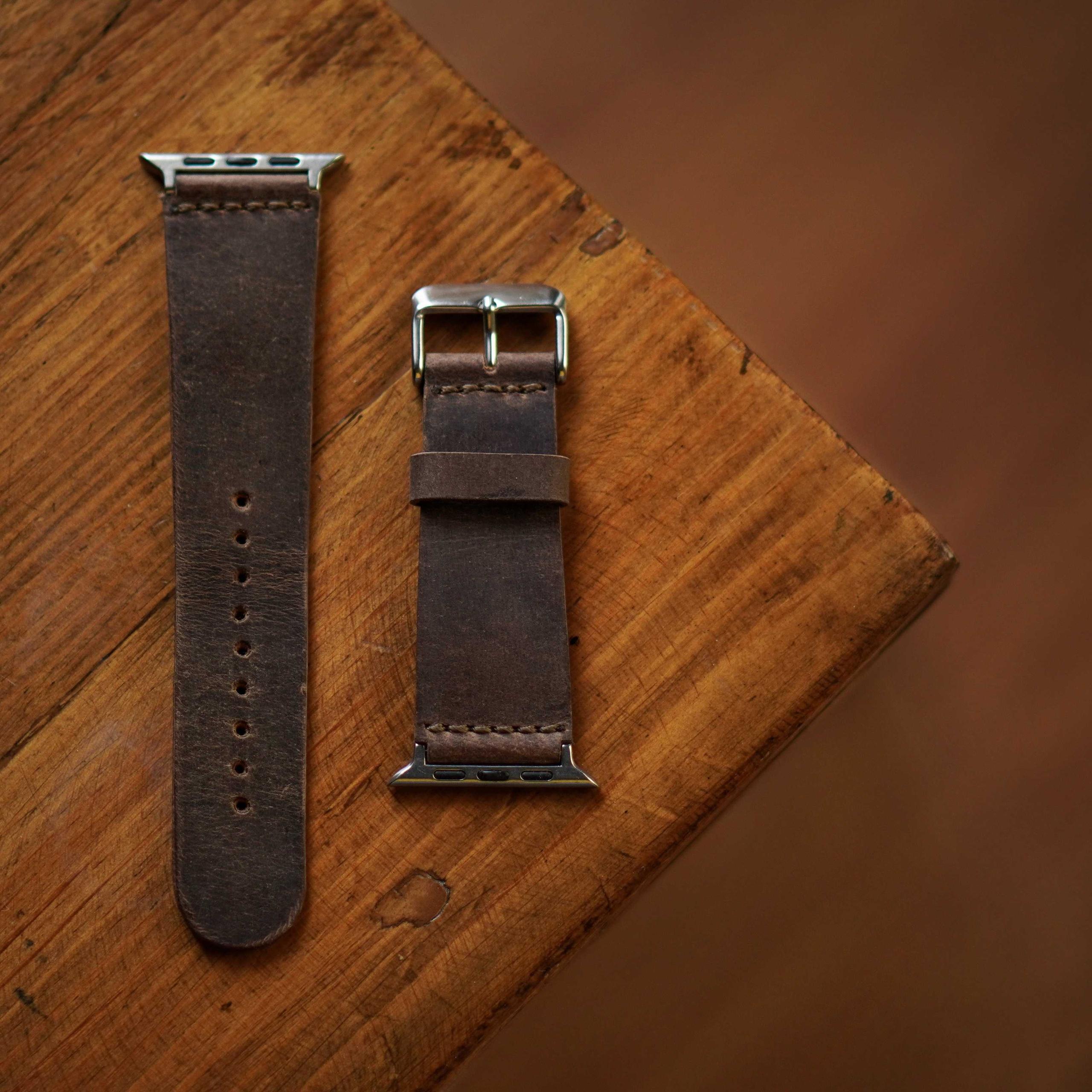 Minimal Apple Watch Leather Strap (Vintage Brown)