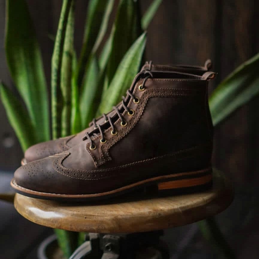 Long Wing Brogue 6" (Vintage brown) Goodyear Welted