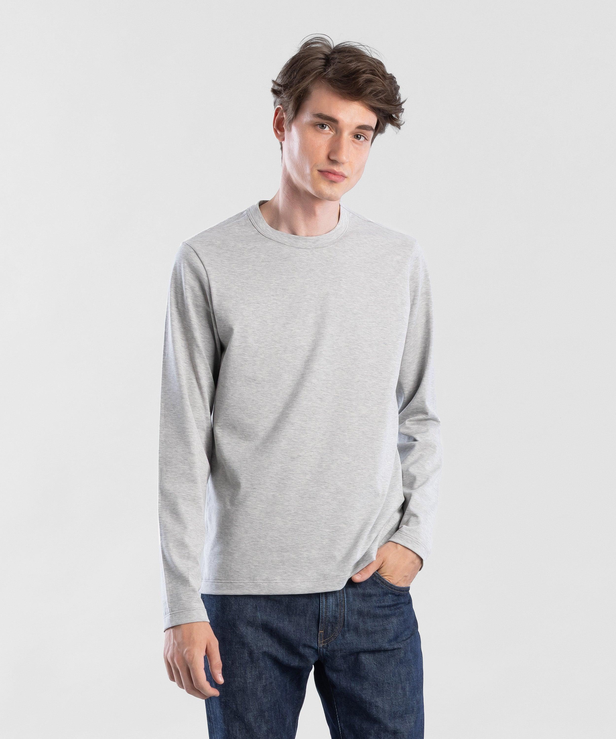 Refined 160 LS Heather Grey Men's Crewneck T-shirt