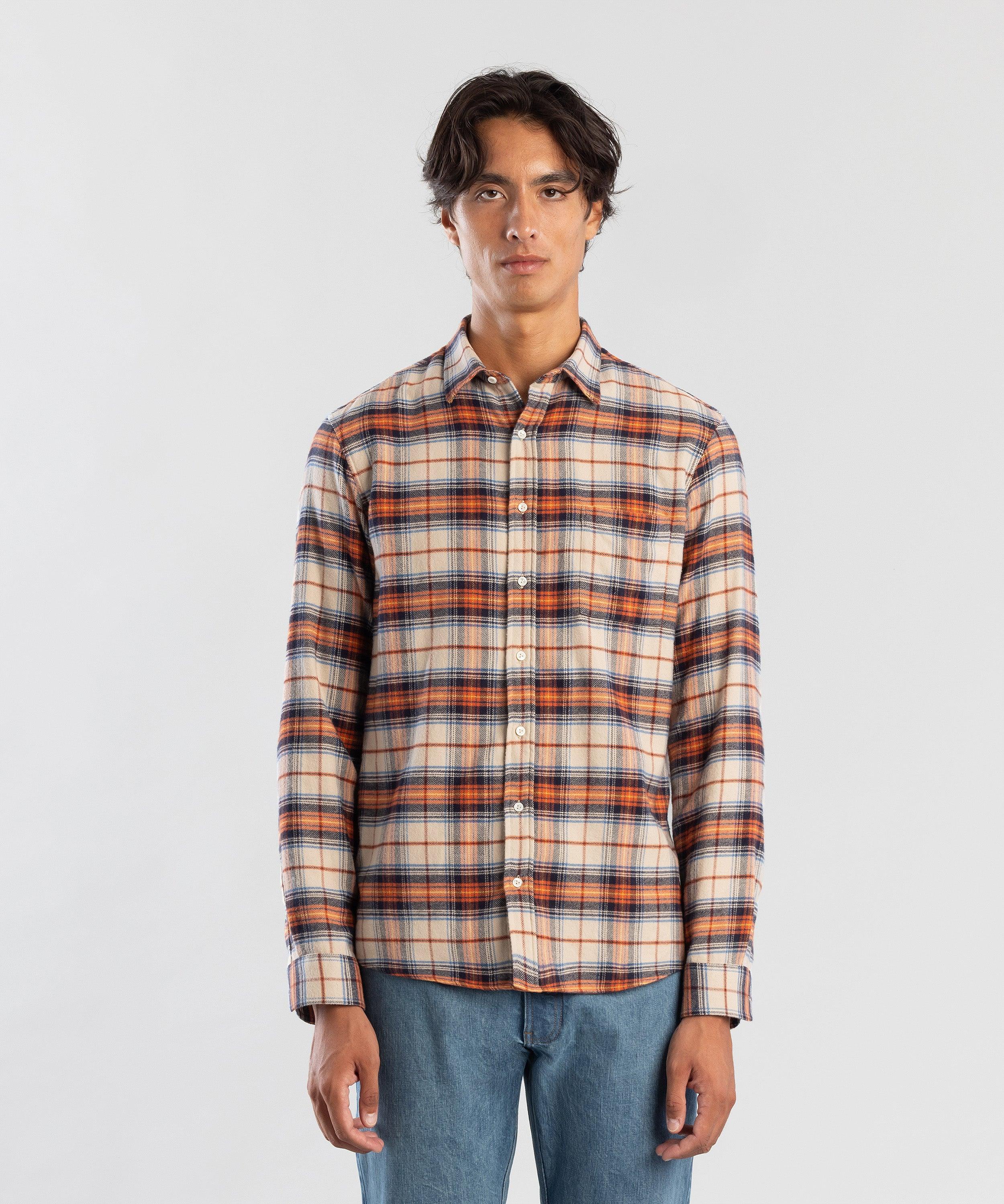 Flannel 160 Beige Plaid Men's Shirt