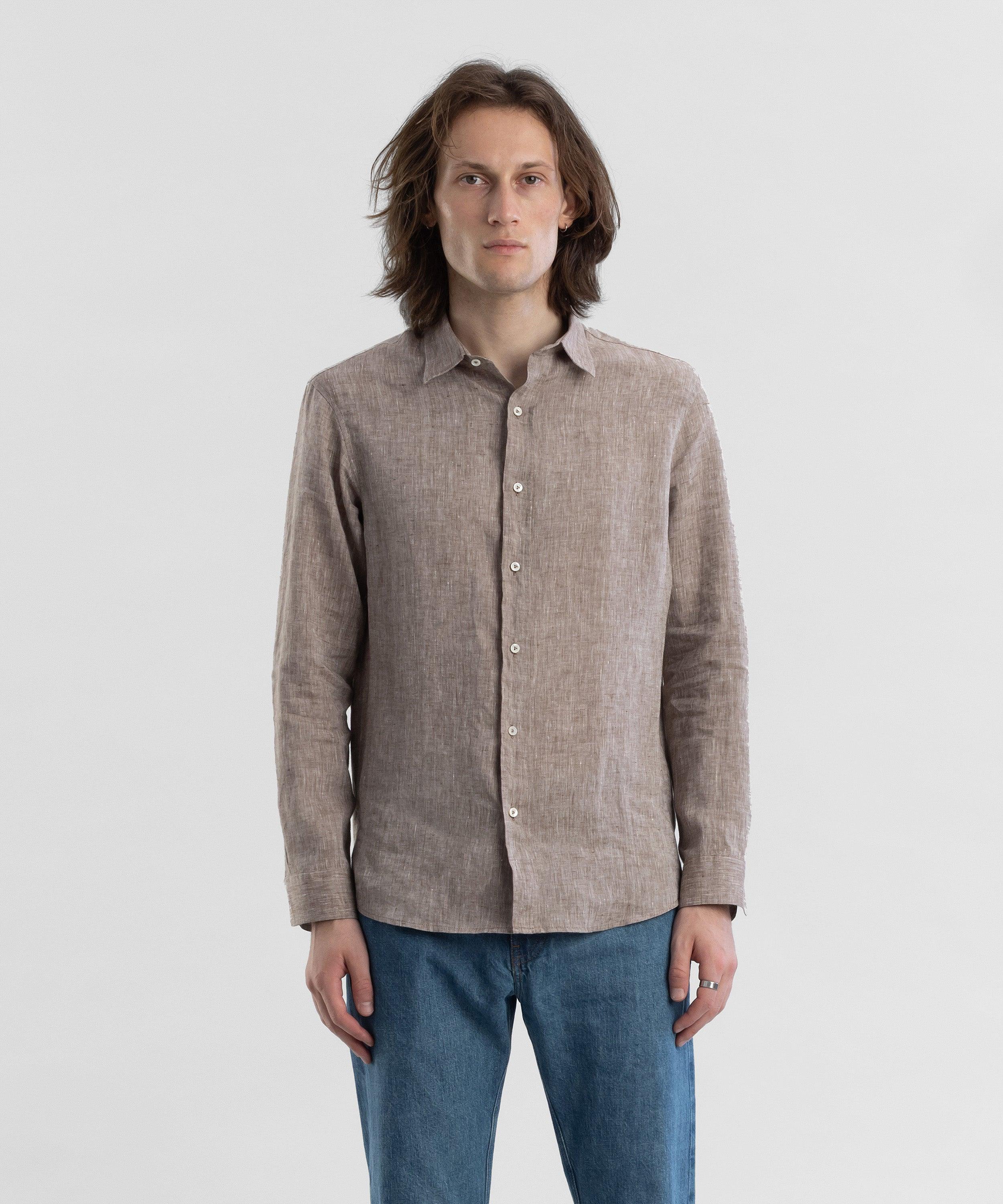 Linen 120 Brown Men's Shirt
