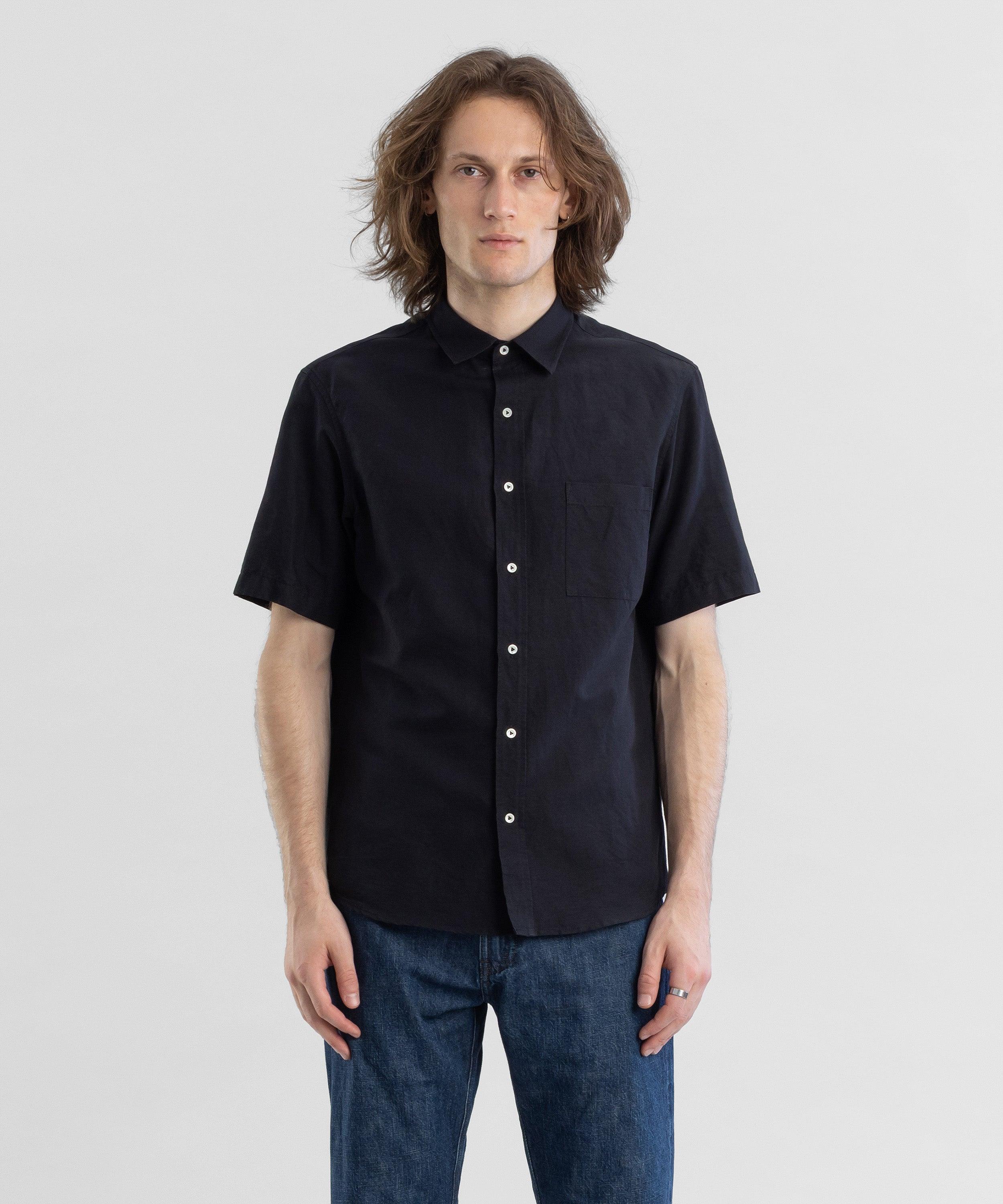 Hemp 130 Black Men's Short Sleeve Button-up Shirt