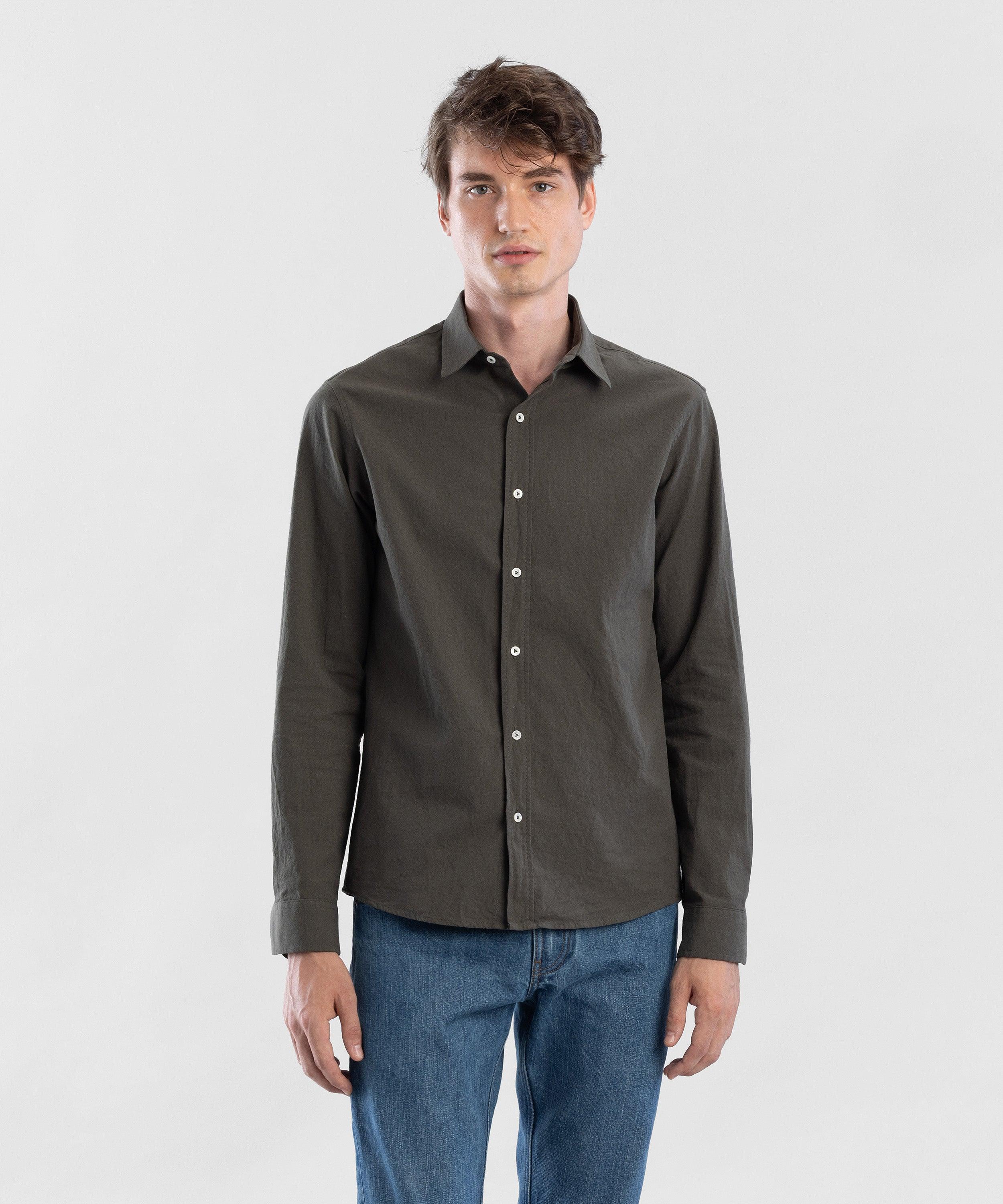 Go West Olive Men's Chambray Shirt