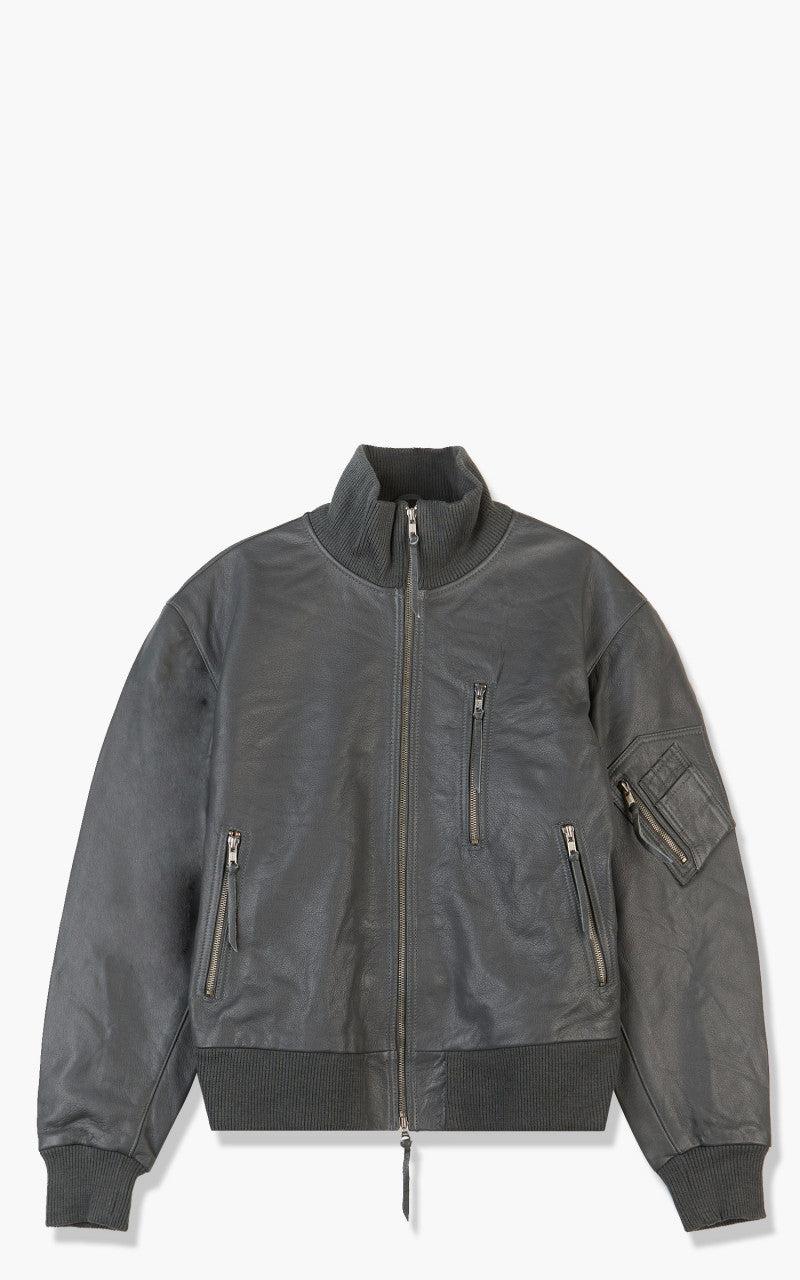 Pilot Flight Leather Jacket Dark Grey