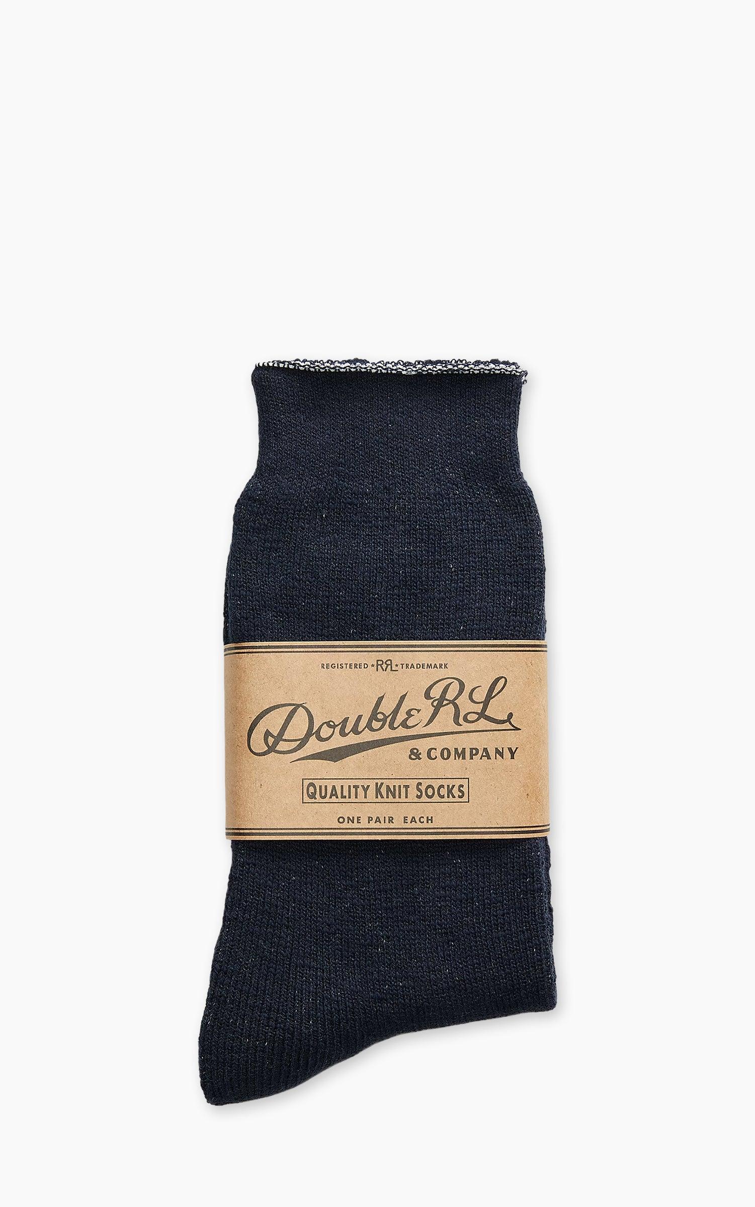Heathered Stretch Cotton-Blend Socks Navy