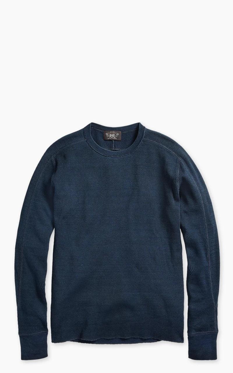 Indigo Jacquard-Knit Crewneck Rinsed Blue Indigo