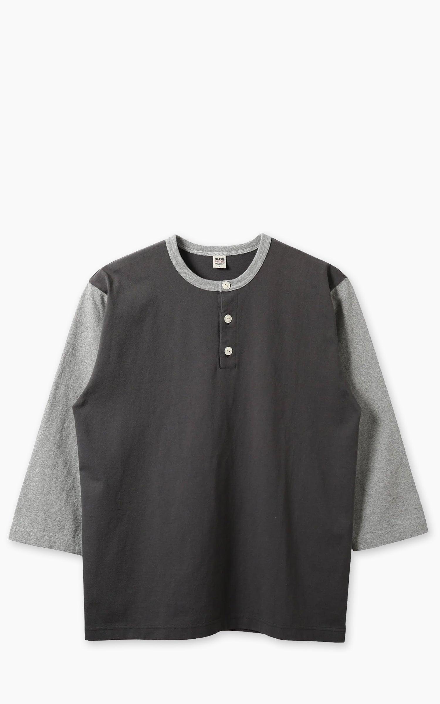 BR-26335 COZUN 2-Tone S/S Henley Neck T-Shirt Grey