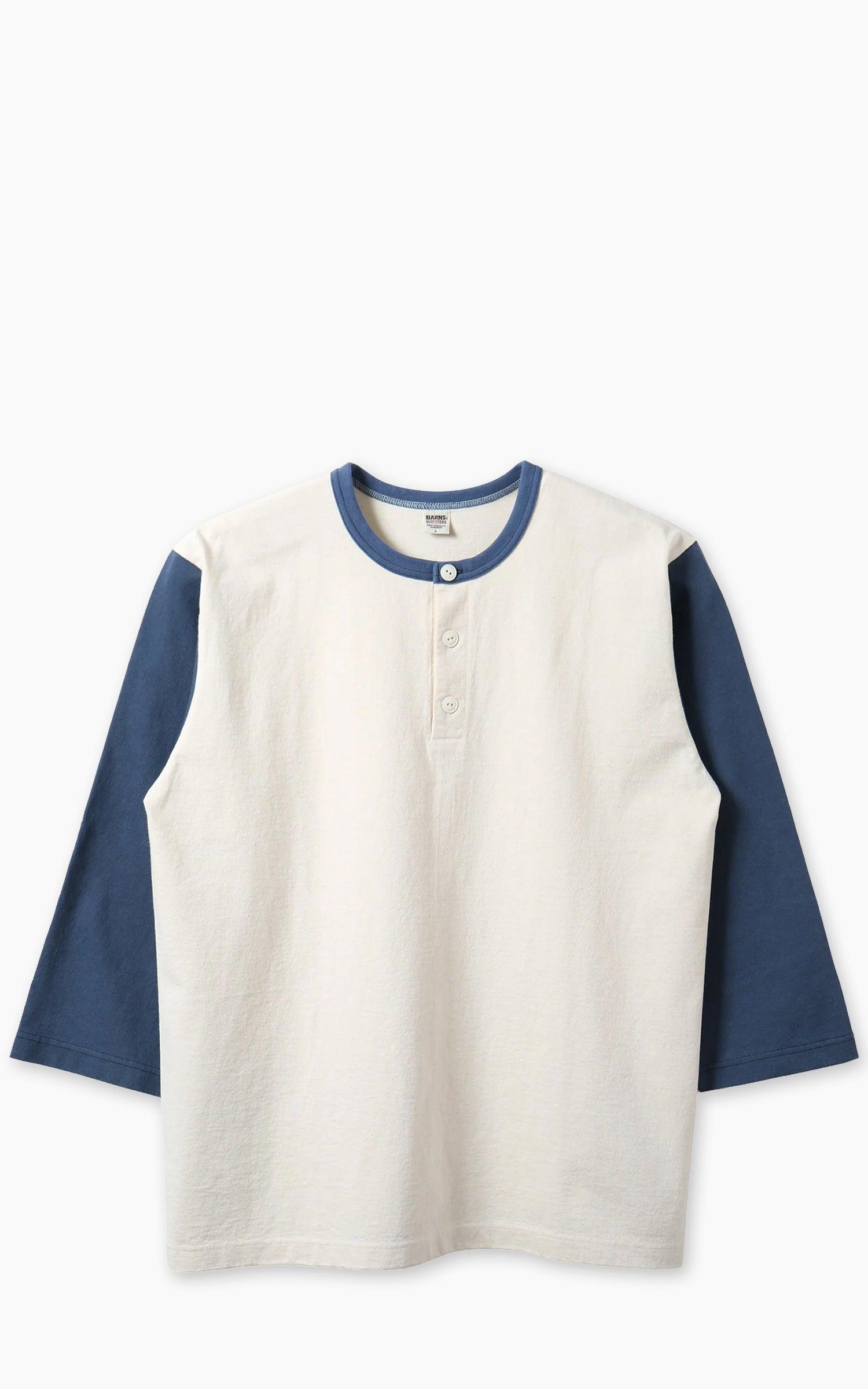 BR-26335 COZUN 2-Tone S/S Henley Neck T-Shirt Navy