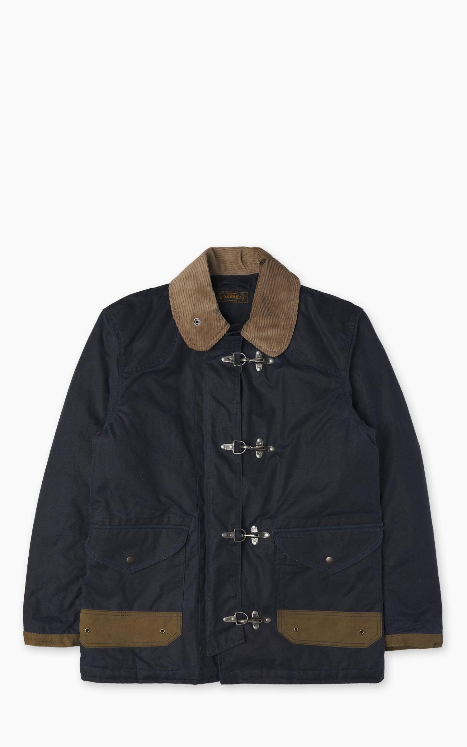 Chesapeake's Waxed Cotton Bedford Fireman Jacket Blue Deep Ocean
