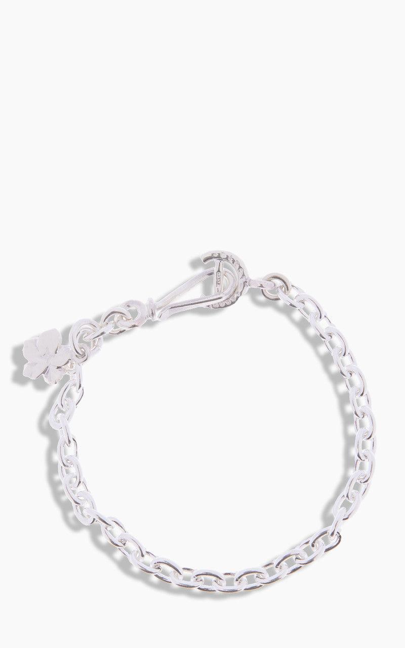 BR-044 Chain Bracelet With 1.5Φ Flower Silver
