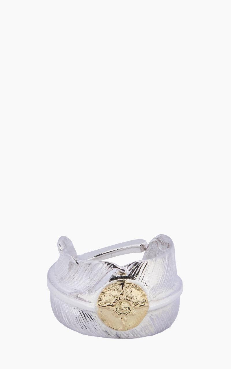R-071 Feather Ring Silver With K18