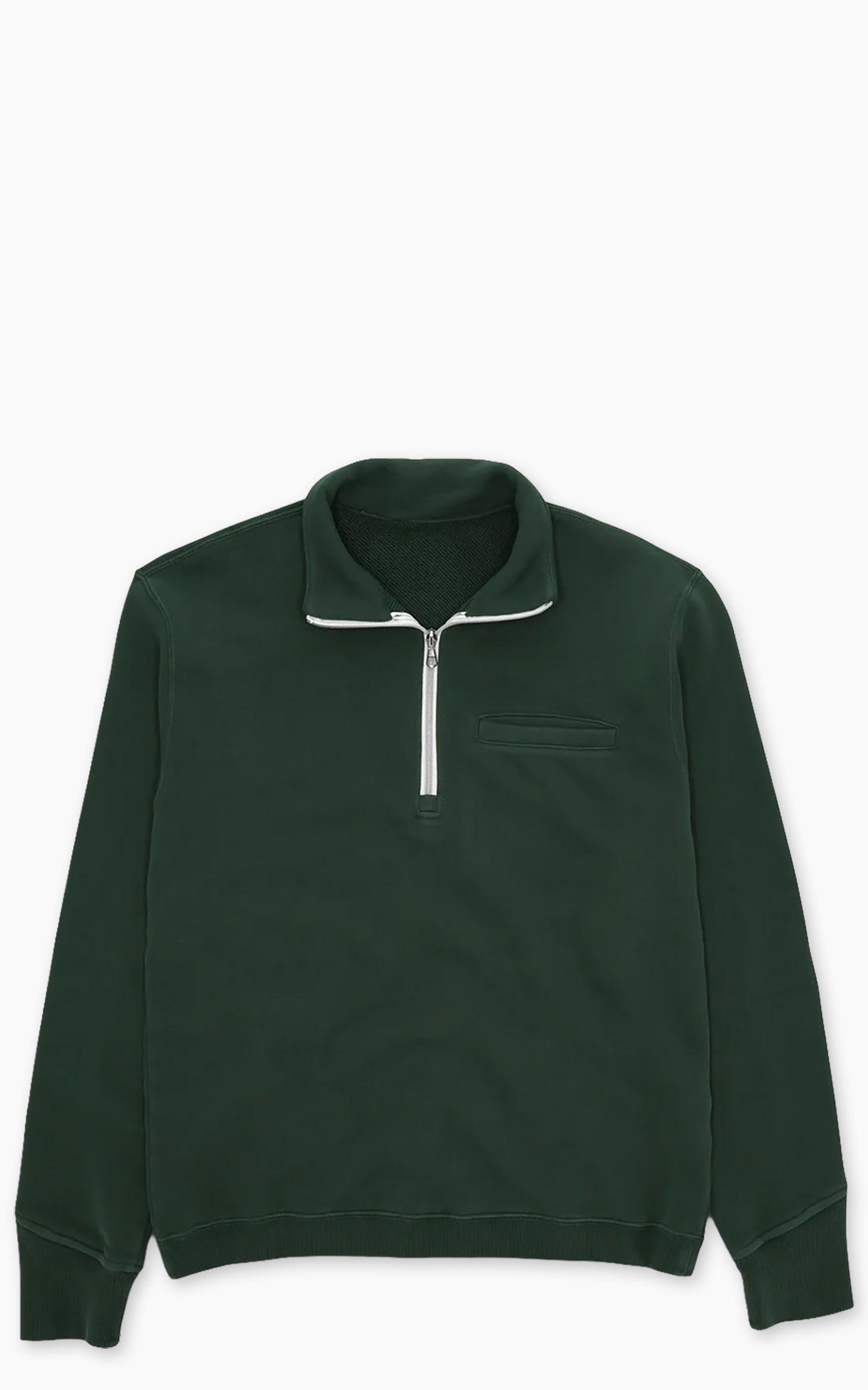 Princeton Brushed Jersey Sweatshirt Zipper Bottle Green