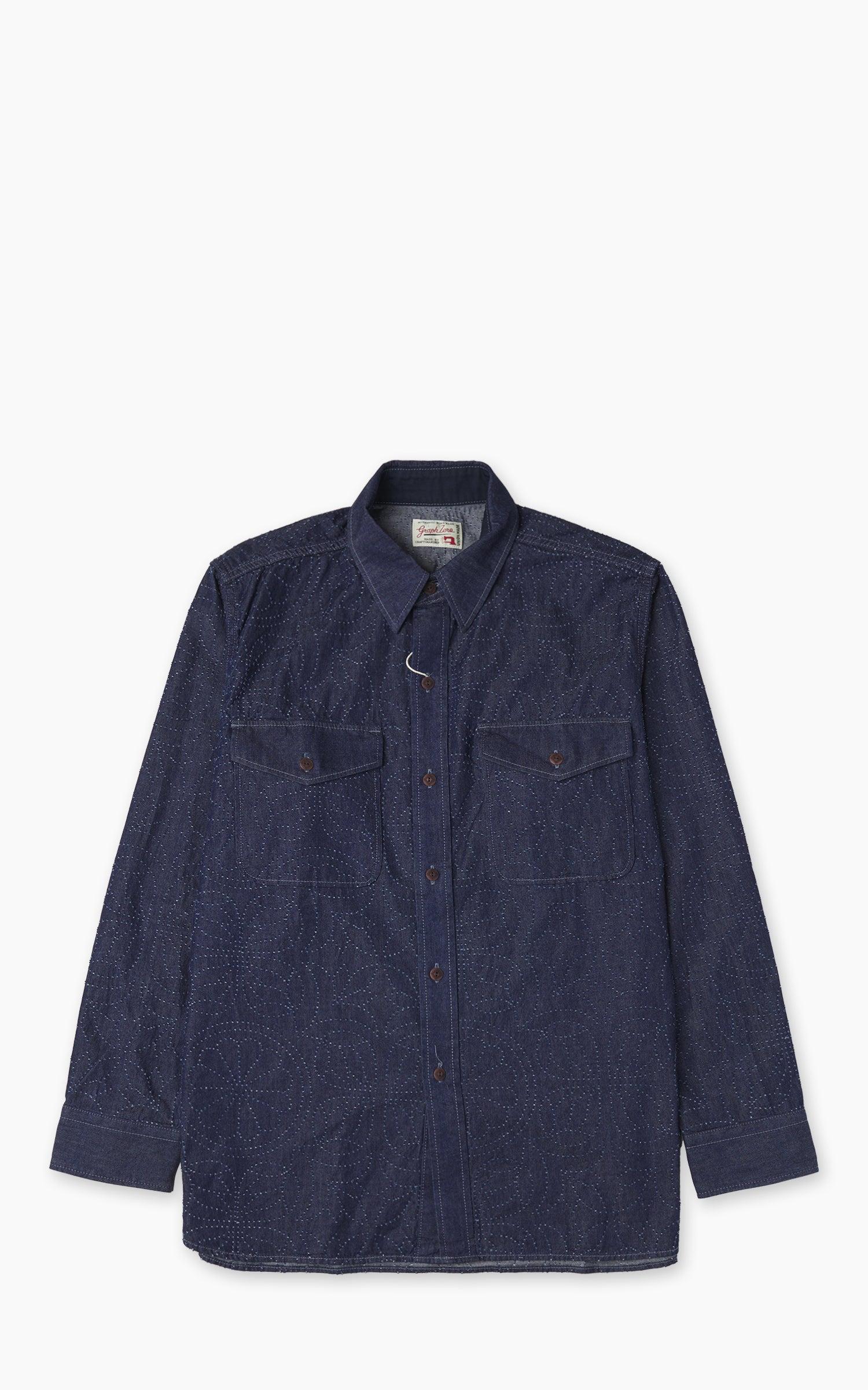 Officer L/S Shirt Flowers Indigo