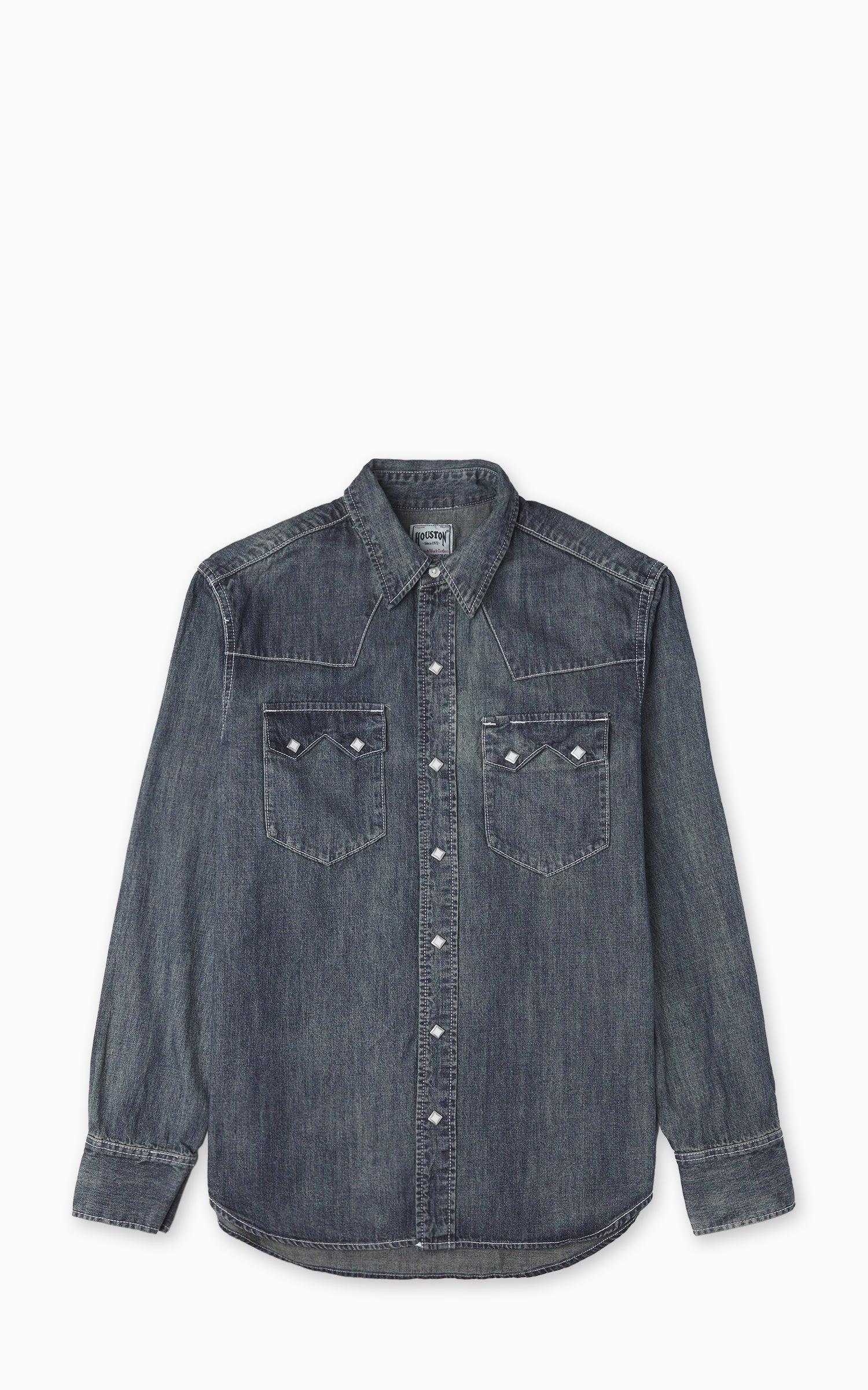 Slub Denim Western Shirt Indigo Vintage Wash