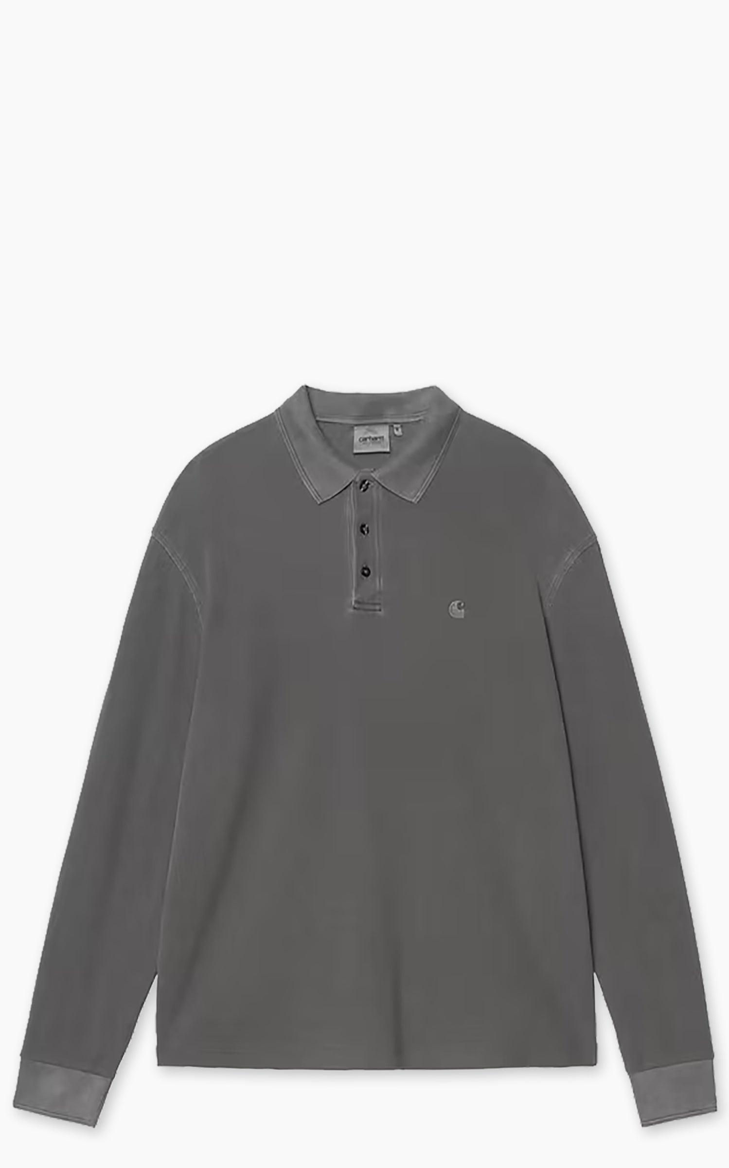 L/S Waffle Rugby Shirt Garment Dyed Black